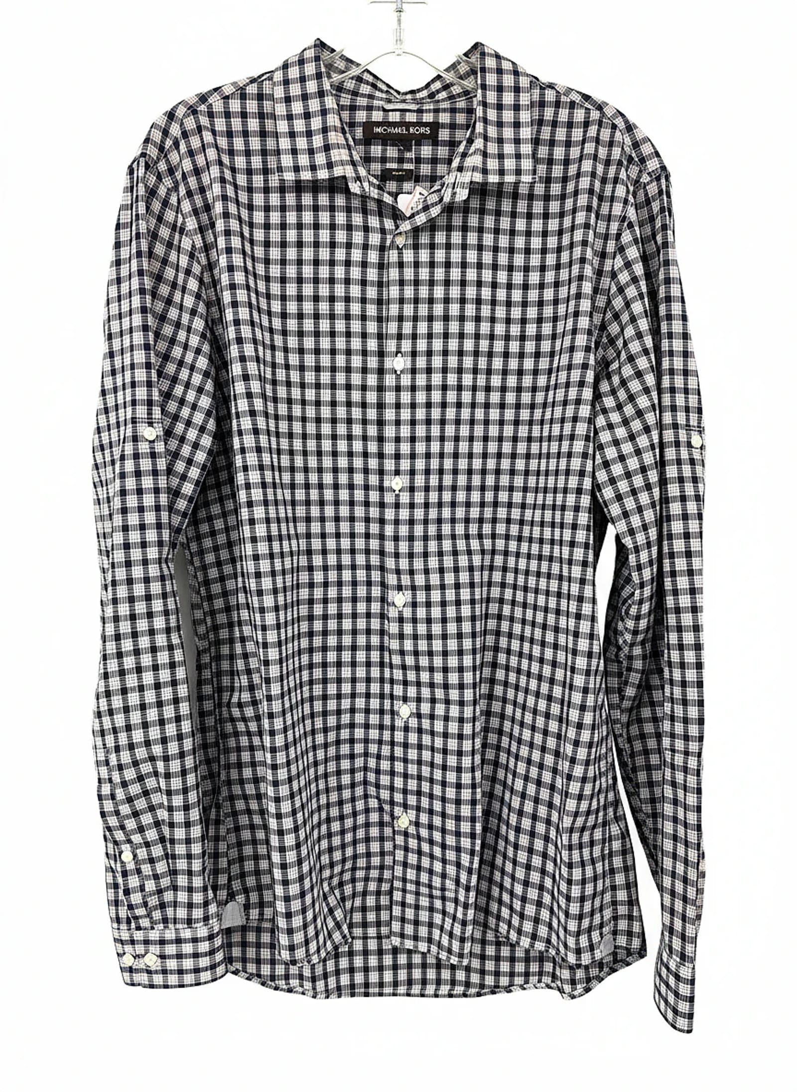 Michael Kors Red-Blue Plaid Cotton Button-Down Shirt