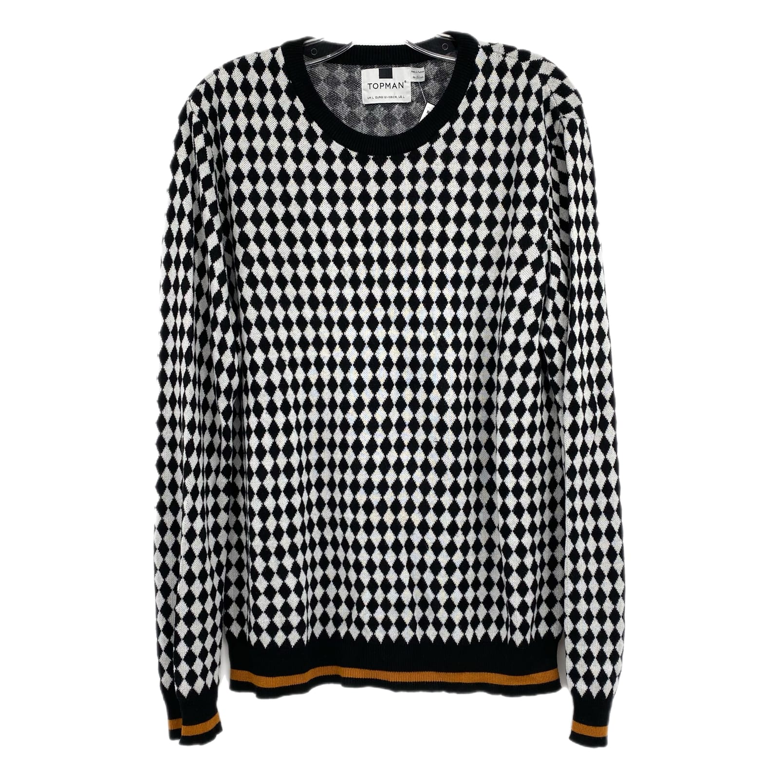 Topman Black Checkered Knit Crewneck Sweater