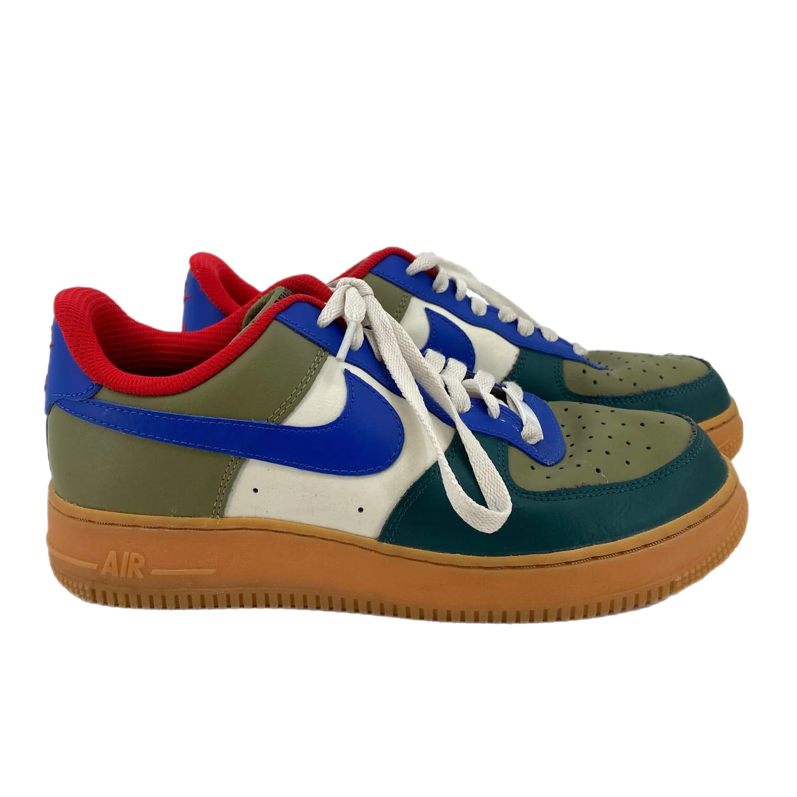 Nike Green Blue Leather Lace Up Sneakers