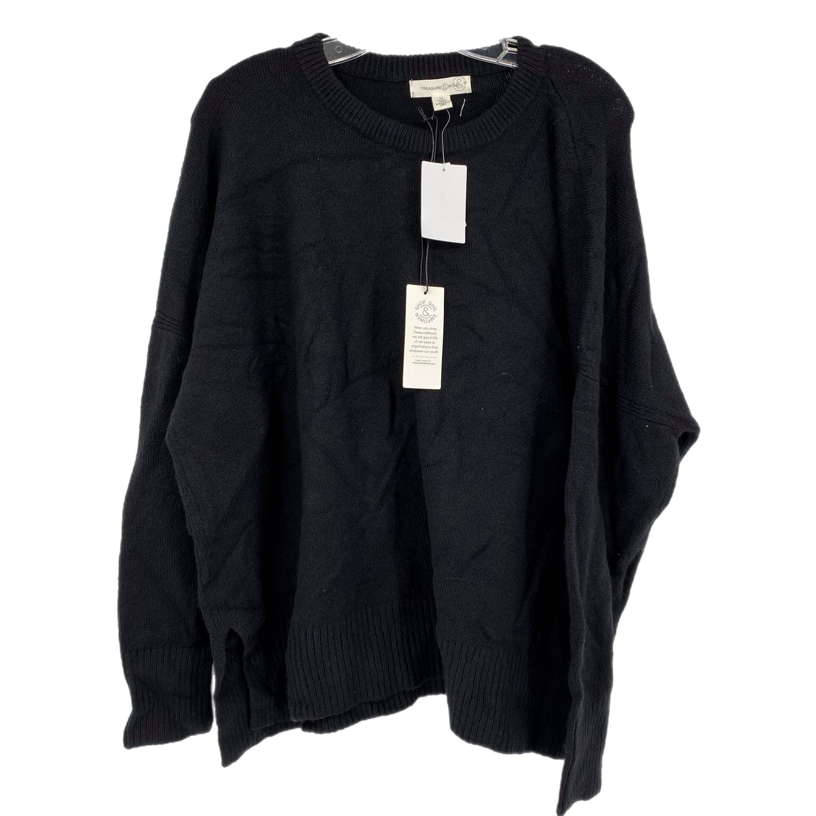 Treasure & Bond Black Long Sleeve Crew Neck Sweater