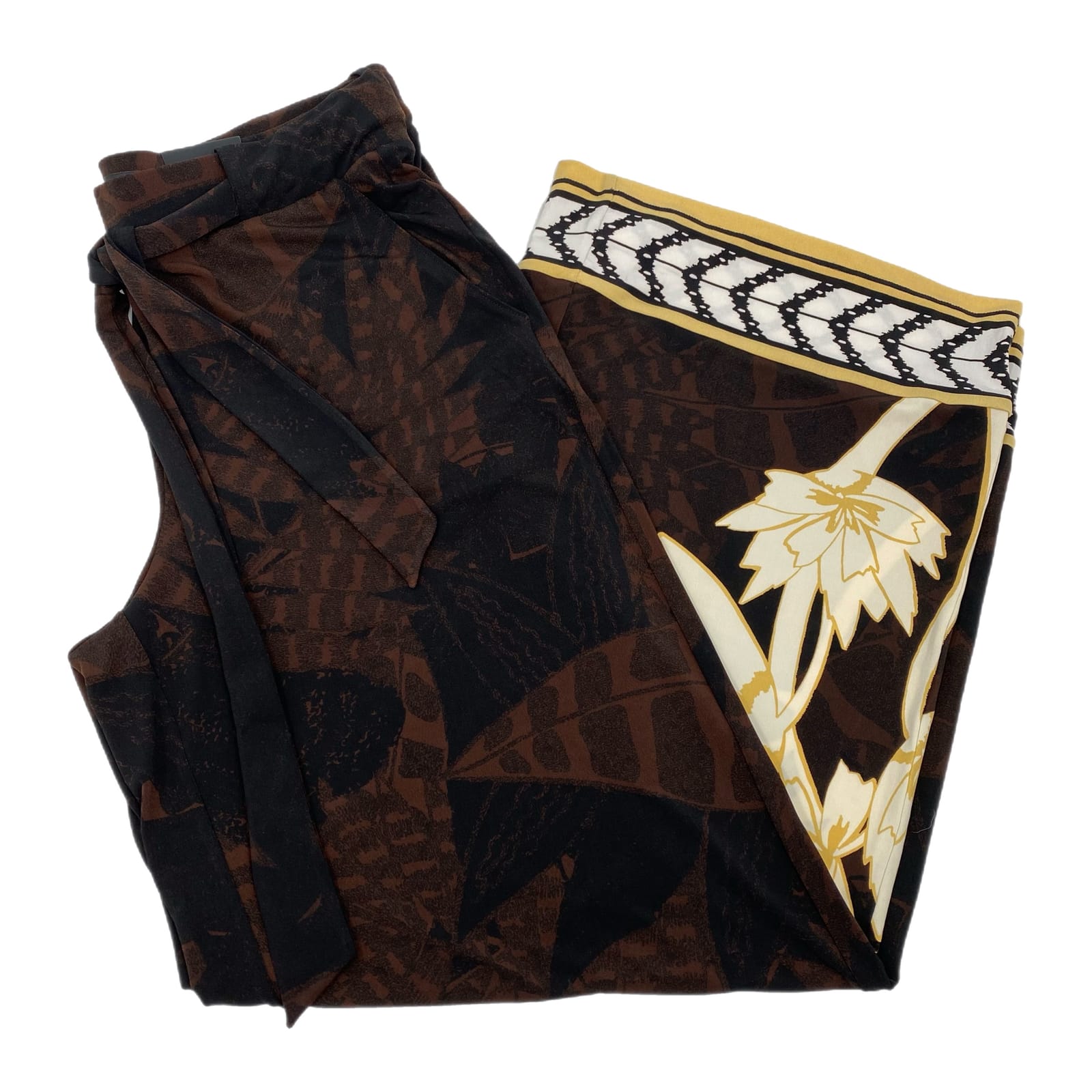 White House Black Market Black Brown Patterned Wide Leg Pants