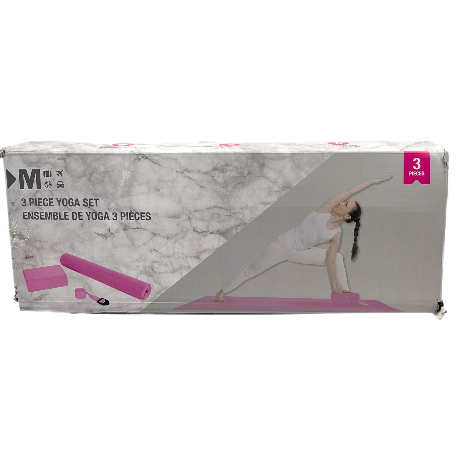 Classic Gray Synthetic 3pc Yoga Set