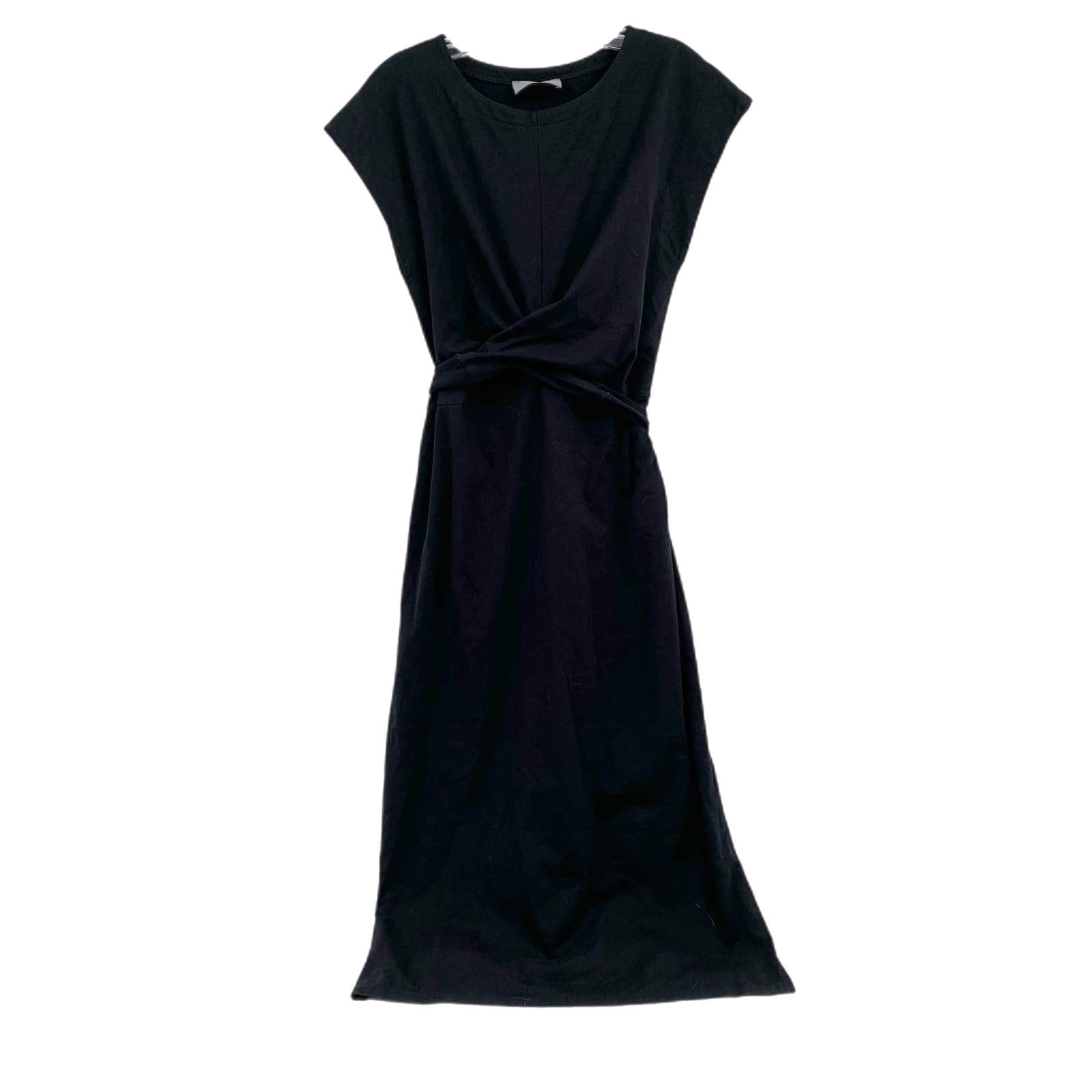 Modern Citizen Black Cotton Spandex Tie Waist Midi Dress