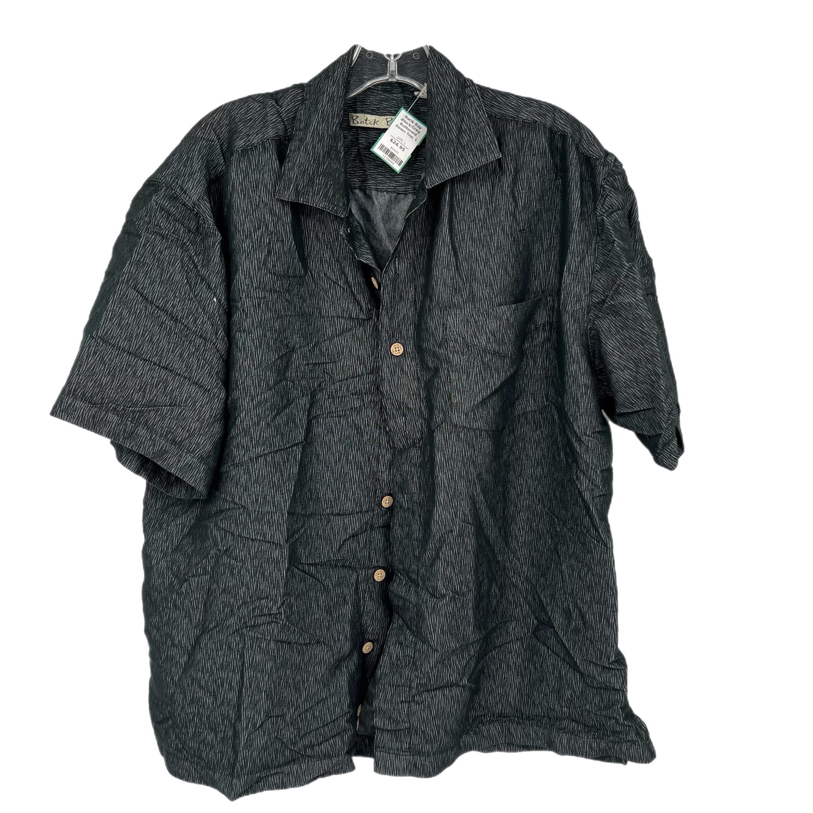 Unknown Black & Gray Short Sleeve Button-Up Shirt