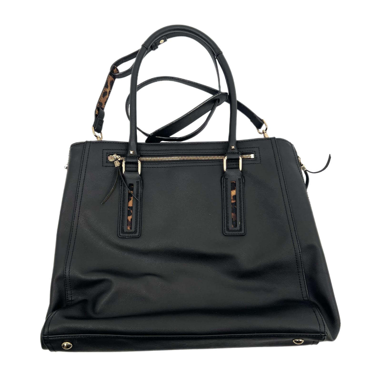 Stella & Dot Black Brown Leather Convertible Tote