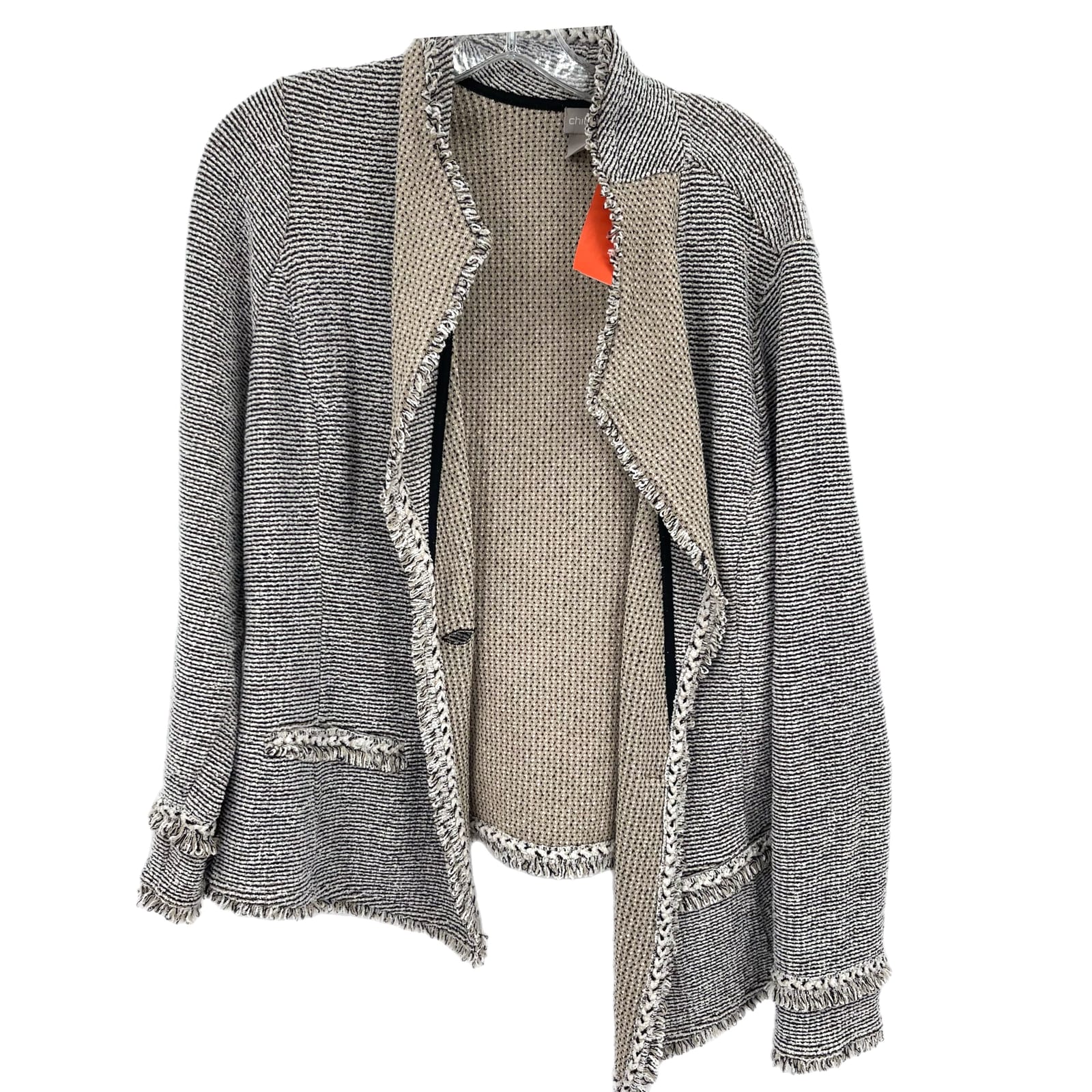 Chico's Beige & White Classic Cotton Blazer