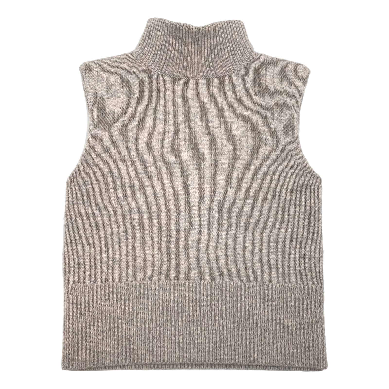 Mint Velvet Beige Cashmere Wool Sleeveless Turtleneck Sweater