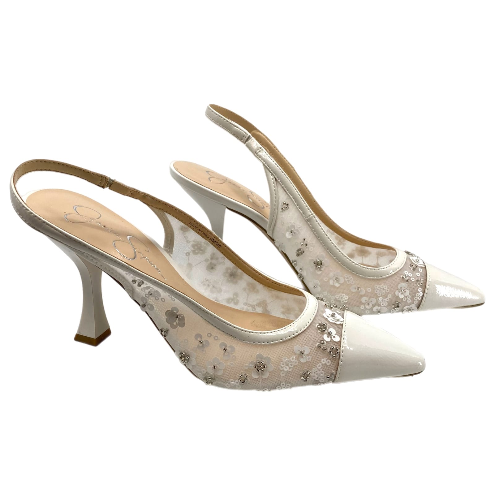 Jessica Simpson White Tan 4” Stiletto Heels