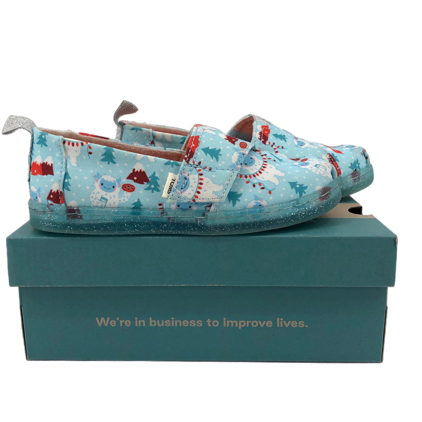 Toms White & Blue Classic Slip-On Moccasins