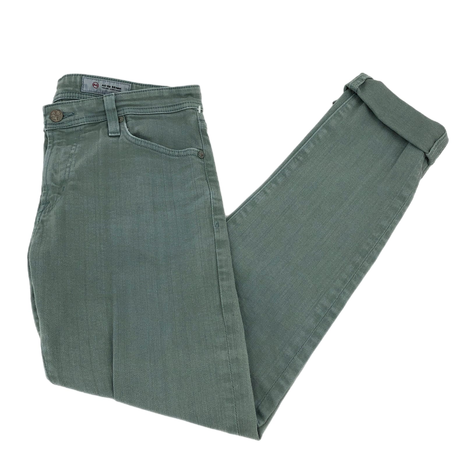 Ag Adriano Goldschmied Green Straight Leg Jeans