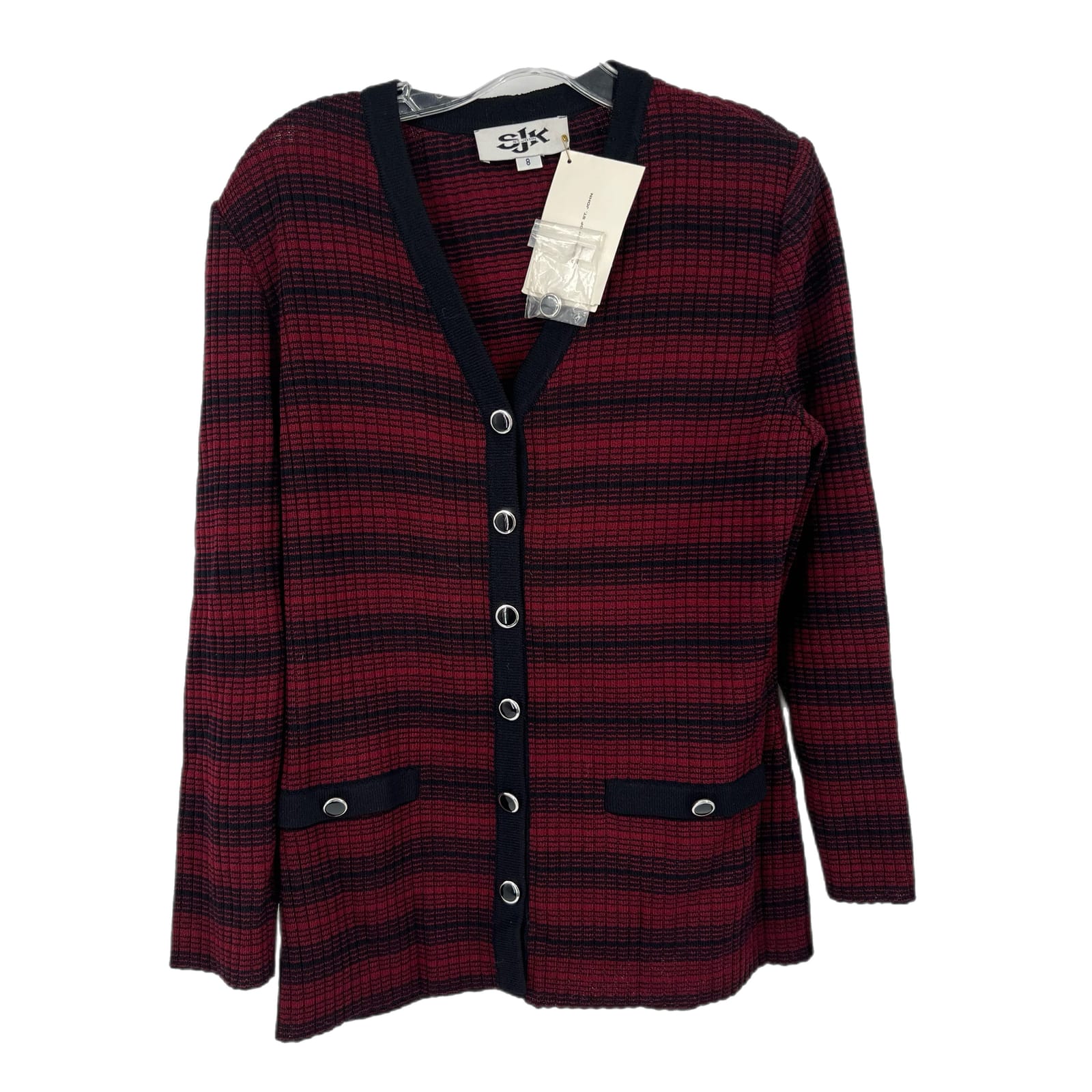 St. John Black Cotton Long Sleeve Coatigan