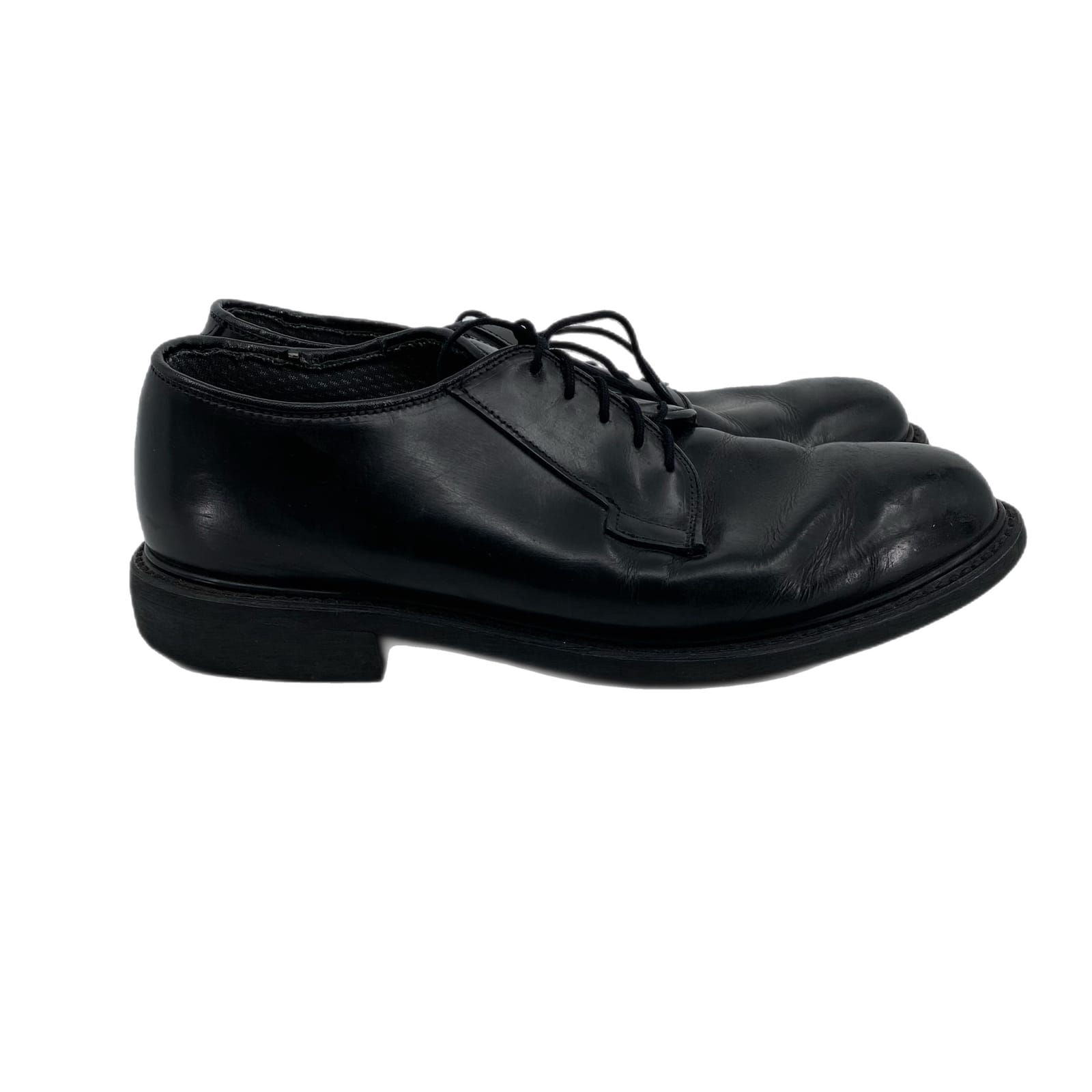 Bates Black Lace-Up Leather Canvas Athletic Shoes