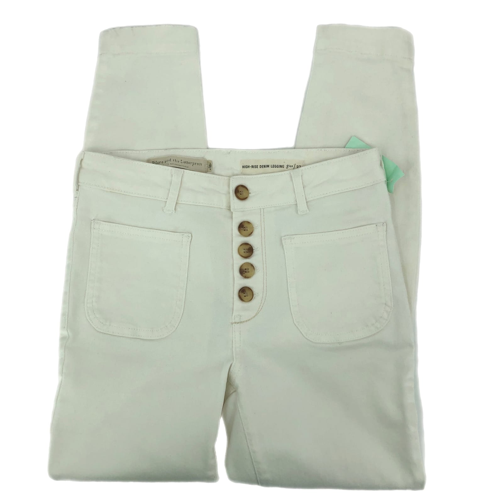 Anthropologie Cream Classic Capri Straight Leg Jeans