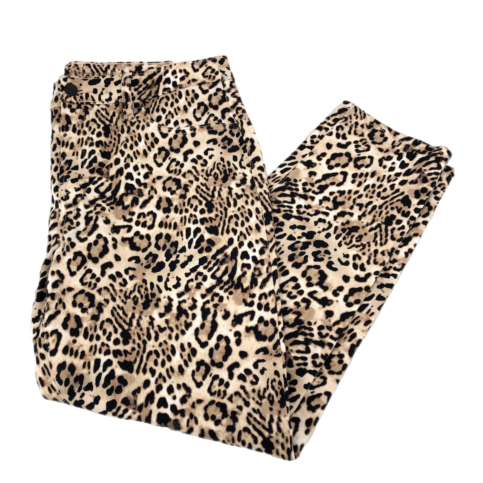 Chico's Black & Beige Animal Print Straight Leg Jeans