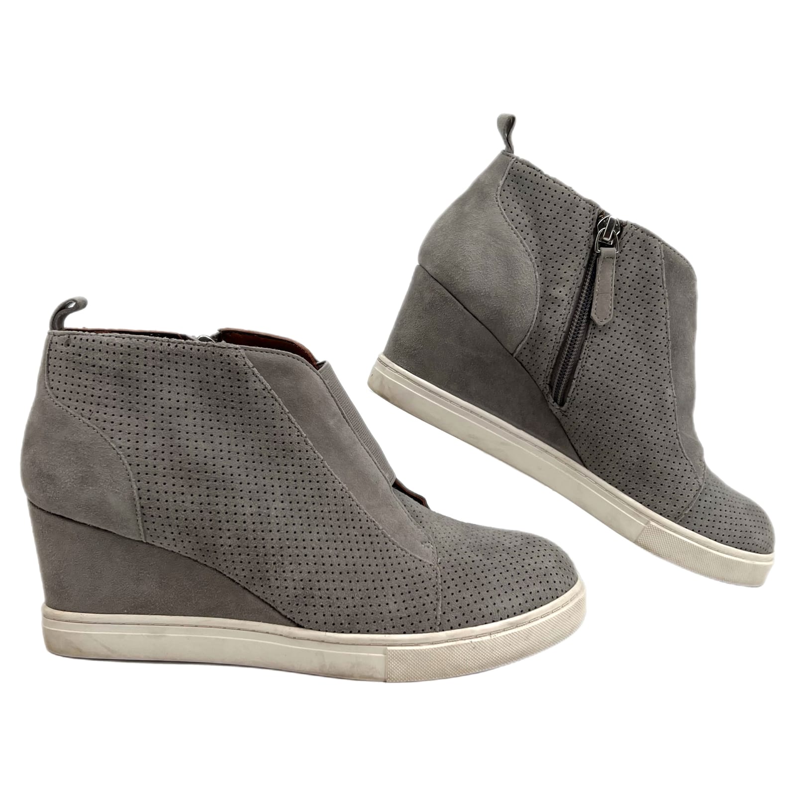 Linea Paolo Gray Suede Wedge Sneakers