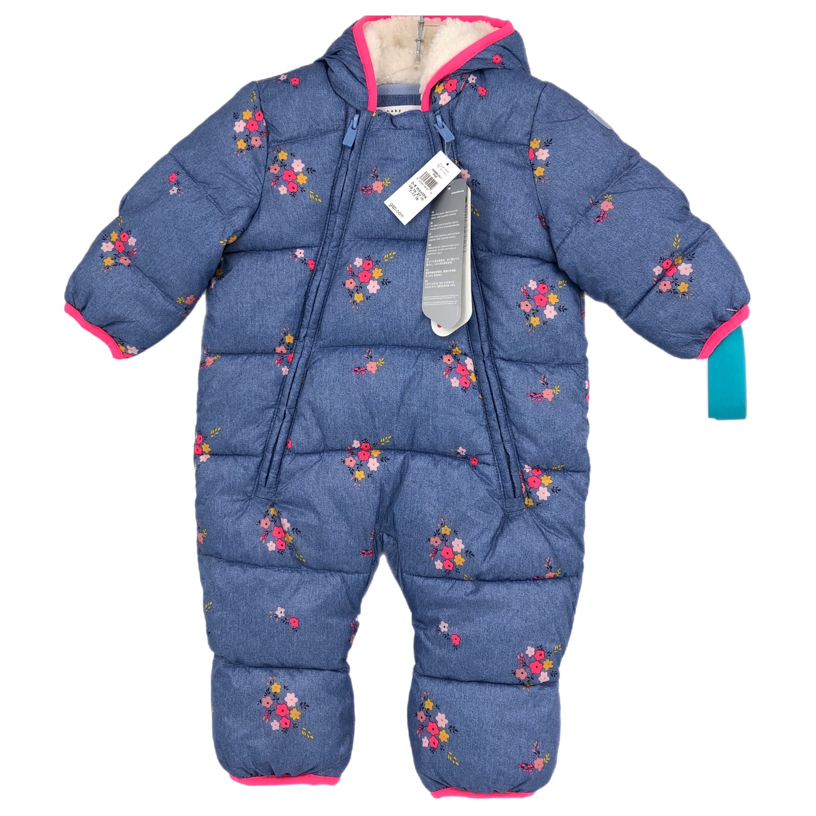 GAP Blue & Pink Floral Puffer Jacket