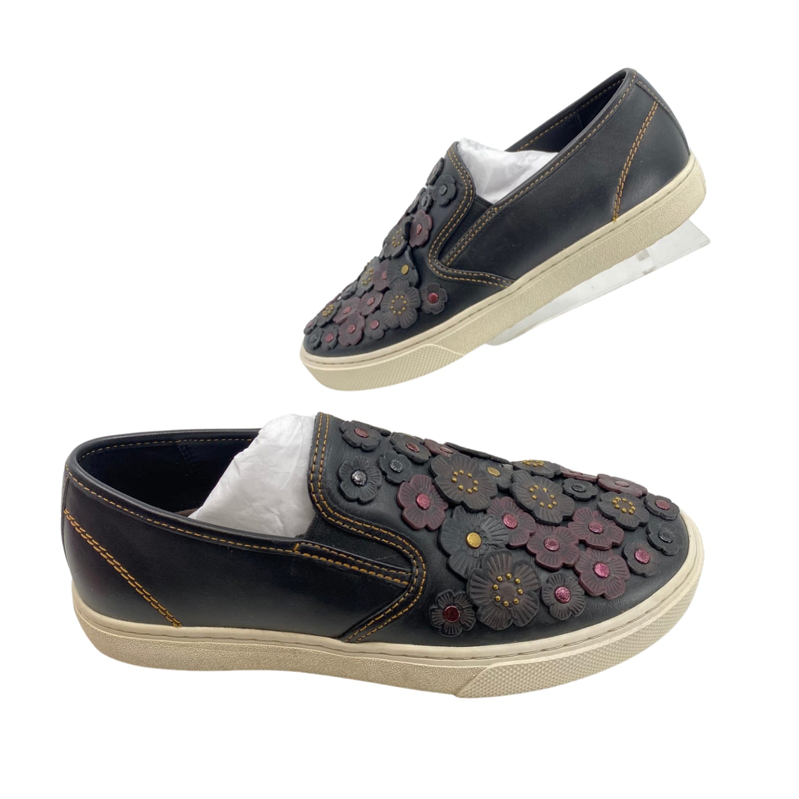 Coach Black Floral Slip-On Loafers
