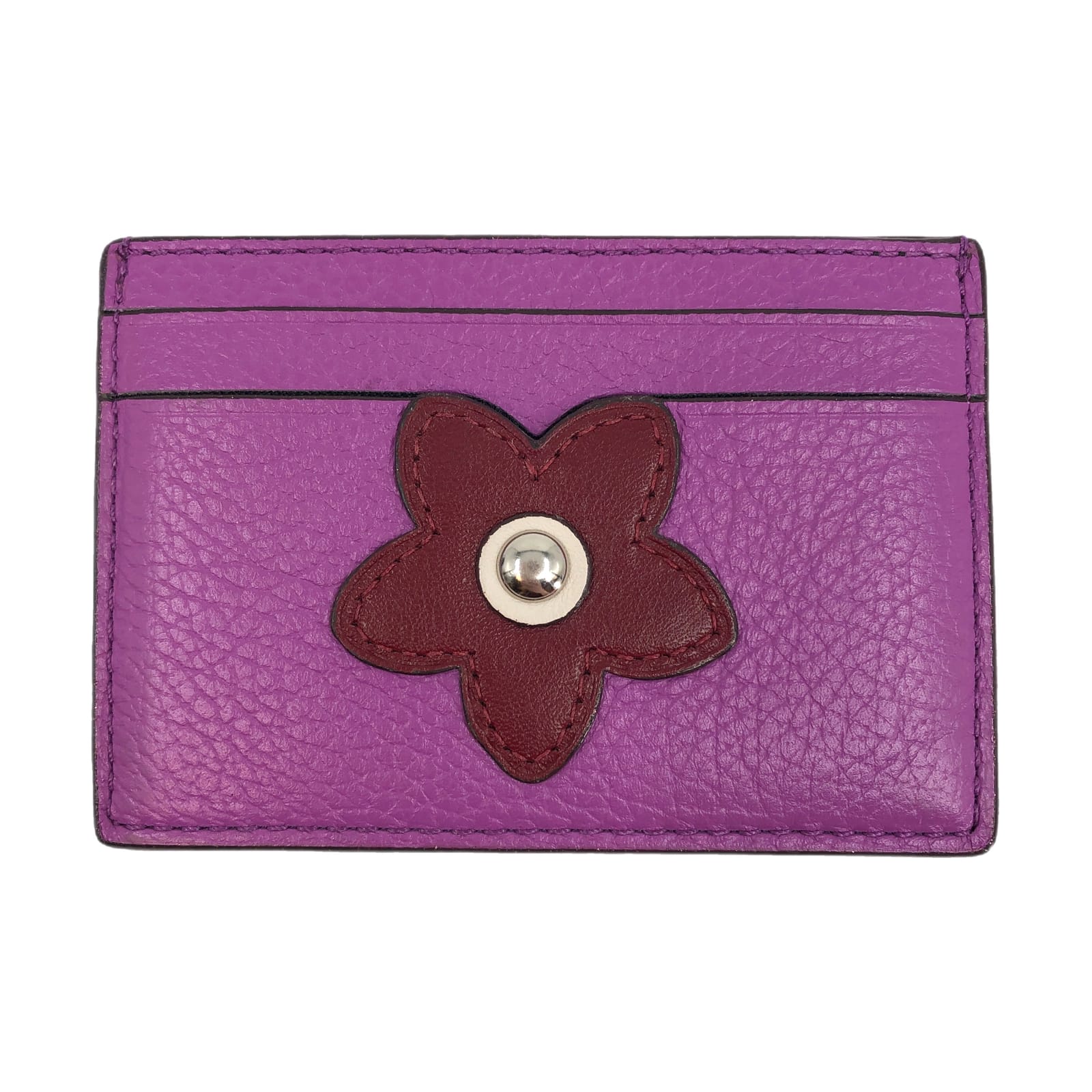 Coach Purple Flower Leather Card Wallet