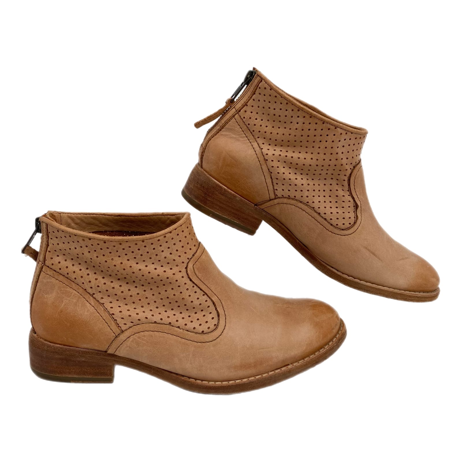Johnston & Murphy Tan Lasercut Leather Ankle Boots