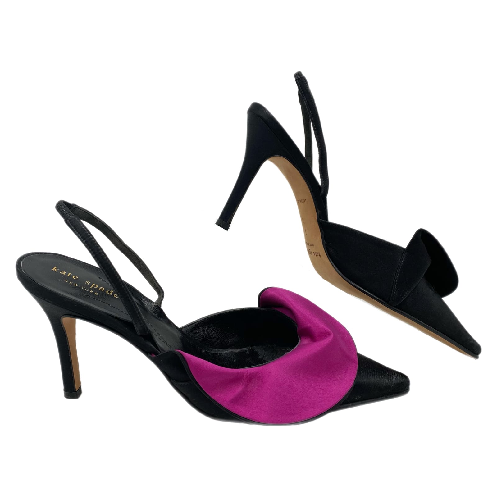 Kate Spade Black Purple Slingback Heels