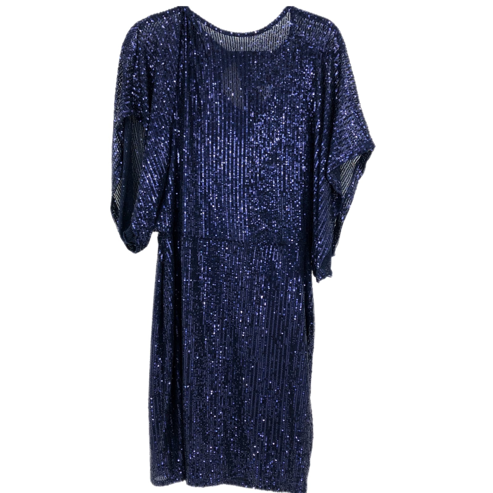 MARINA Blue Pullover Séquence Dress