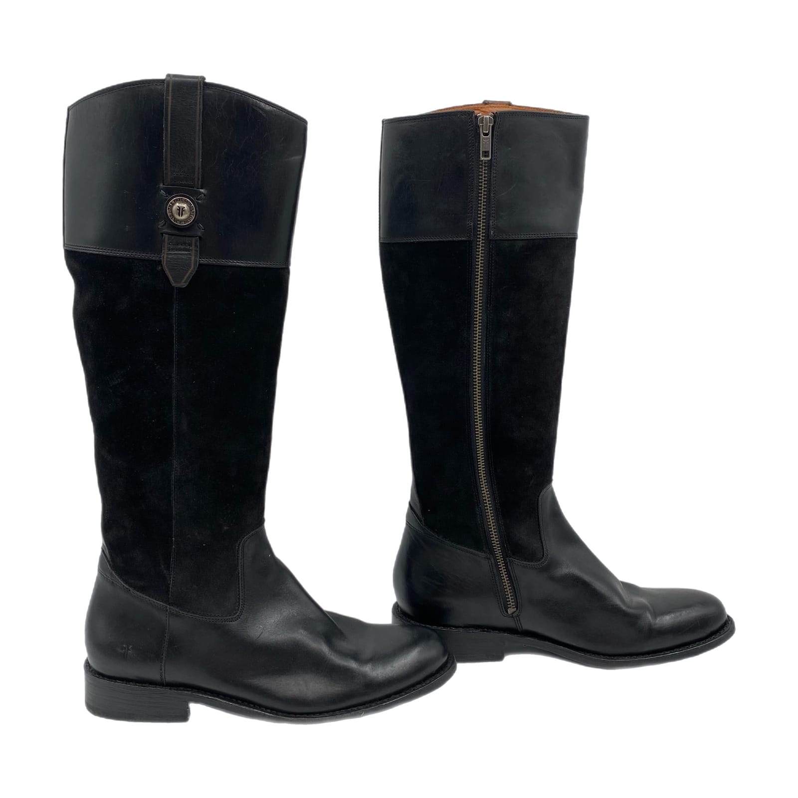 Frye Black Suede and Leather Knee-High Boots