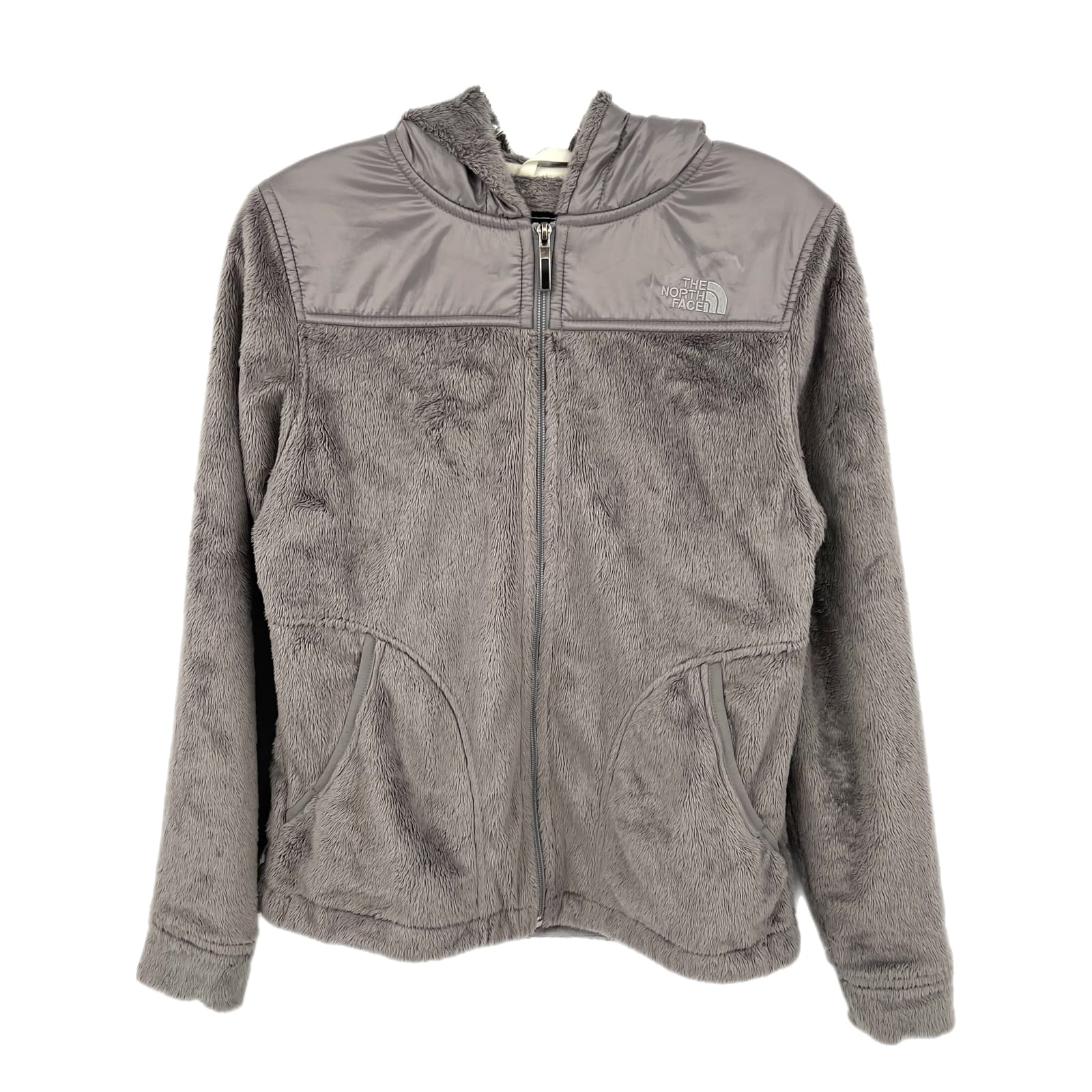 The North Face Gray Hooded Fuzzy Teddy Jacket