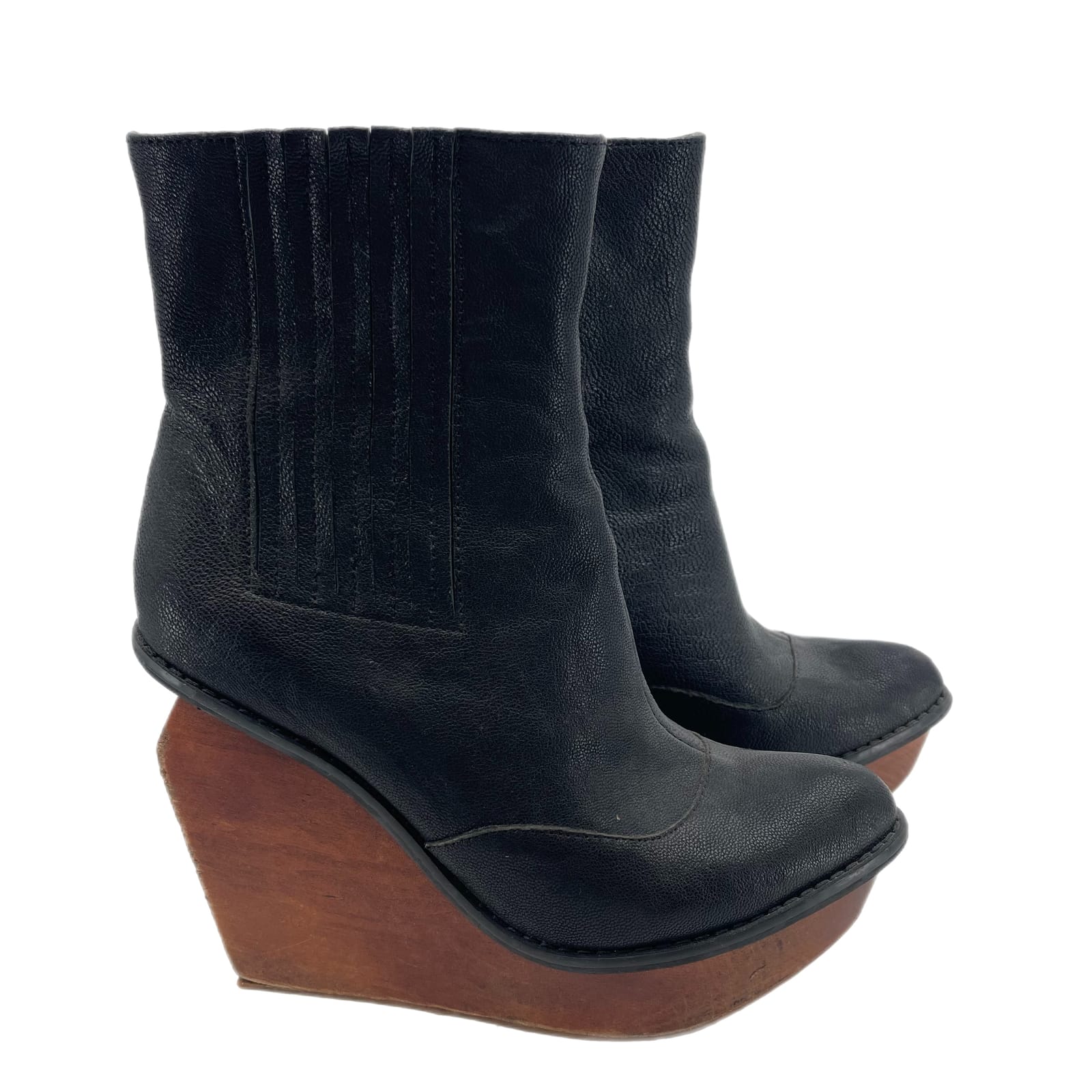 Jeffrey Campbell Black Leather Heeled Boots