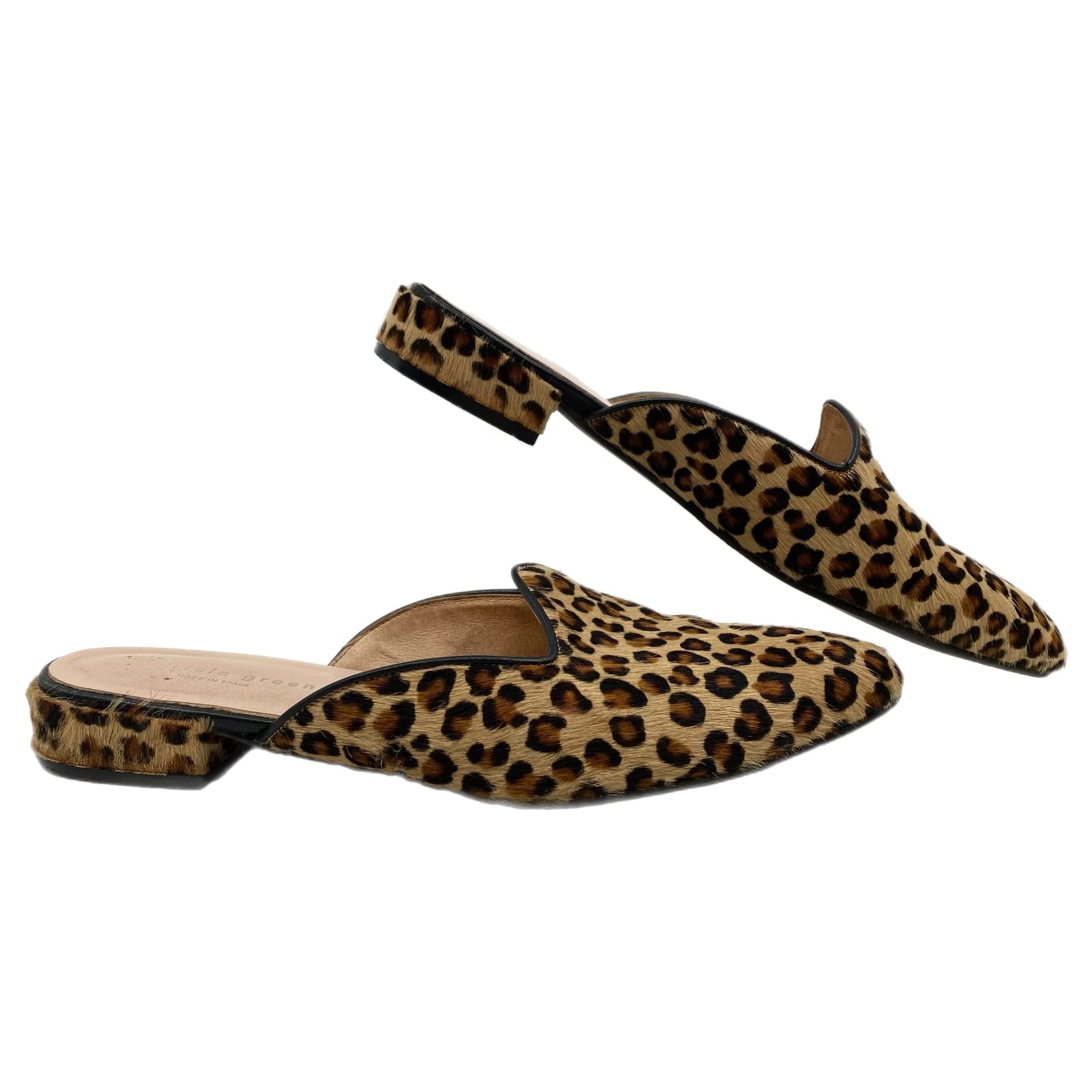 Patricia Green Tan Brown Leopard Print Mules