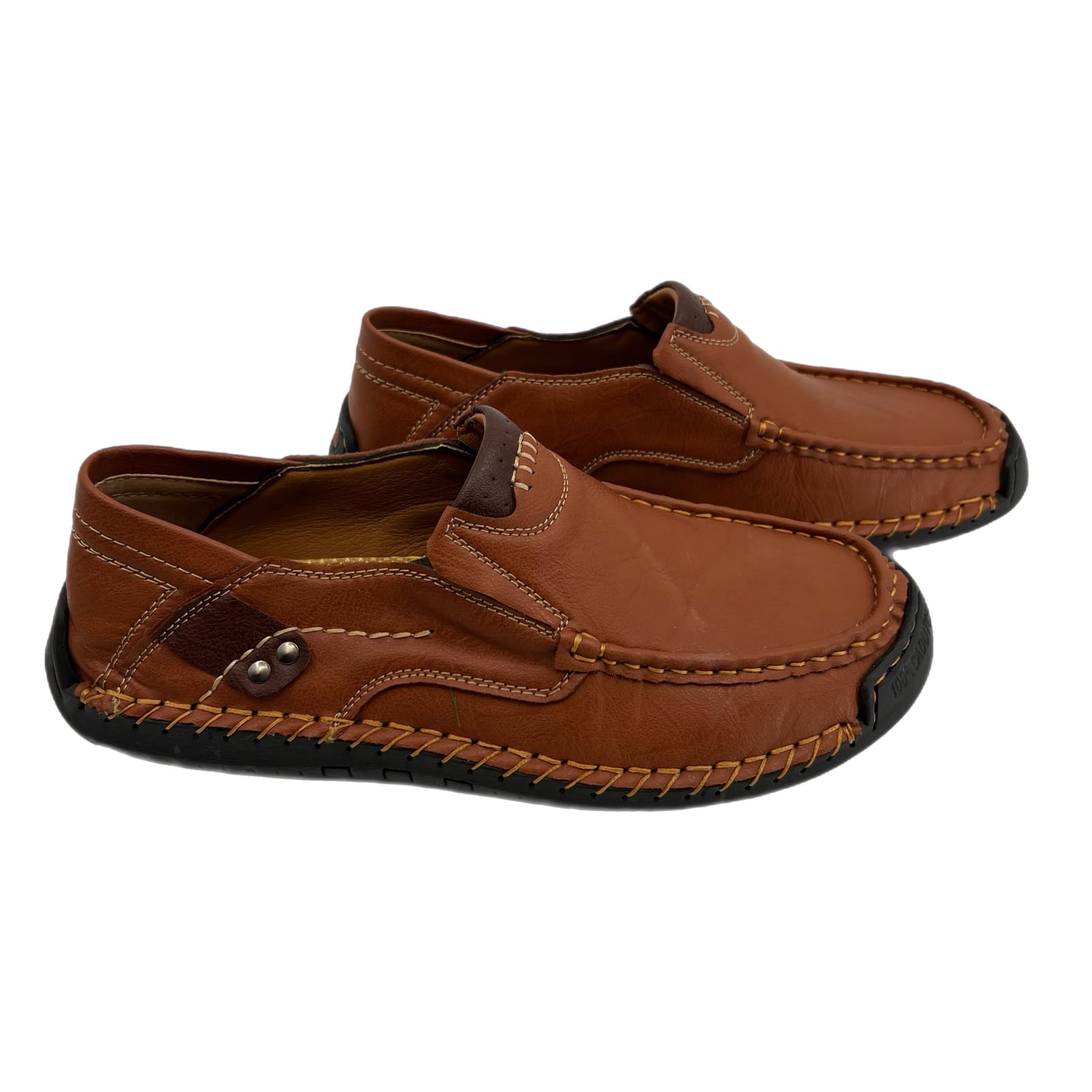 Tan Brown Round Toe Loafers & Slip-Ons