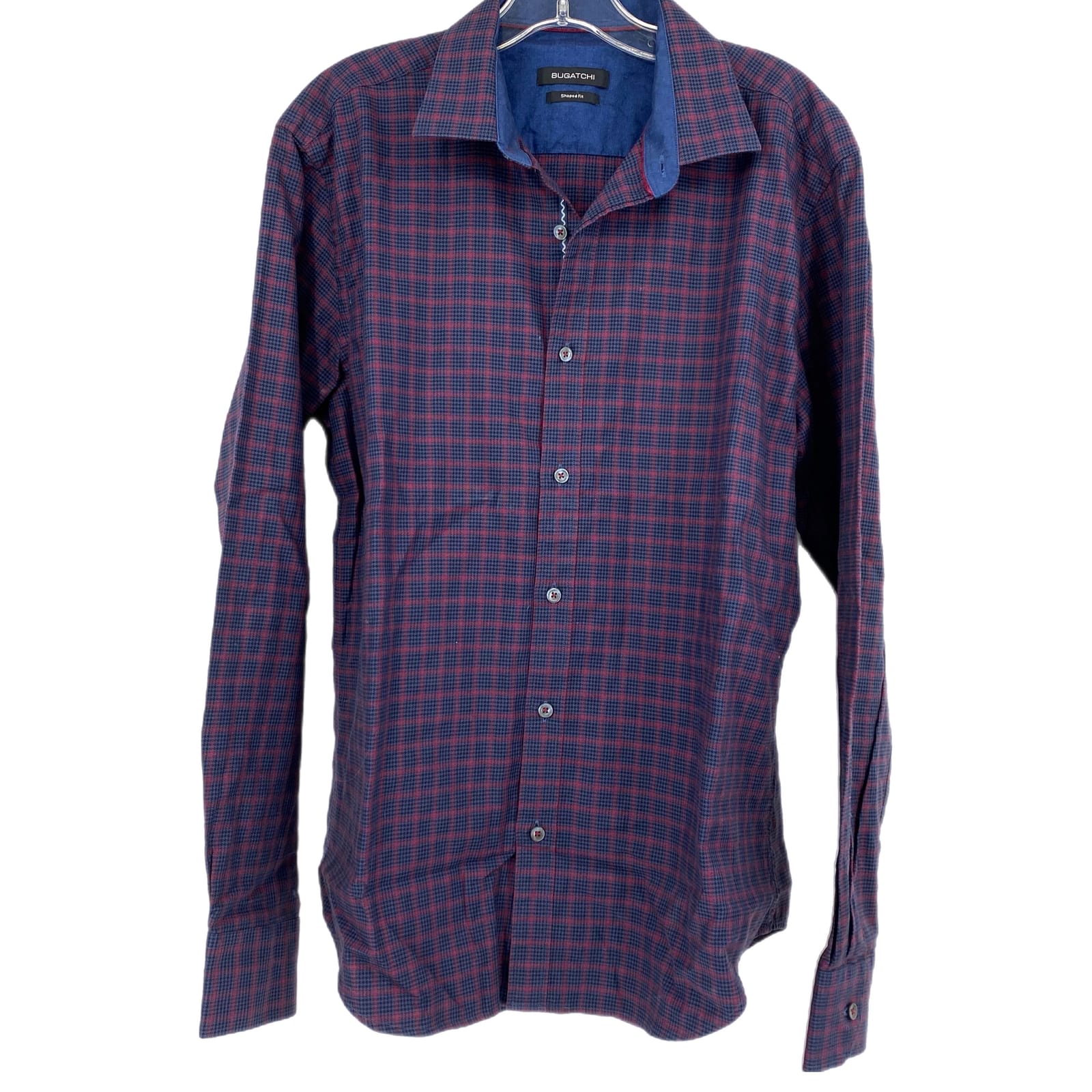 Bugatchi Blue Button-Up Plaid Shirt