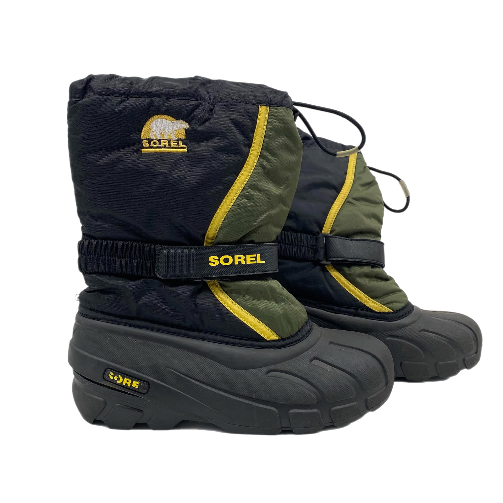 Sorel Black Green Mid Heel Snow Boots