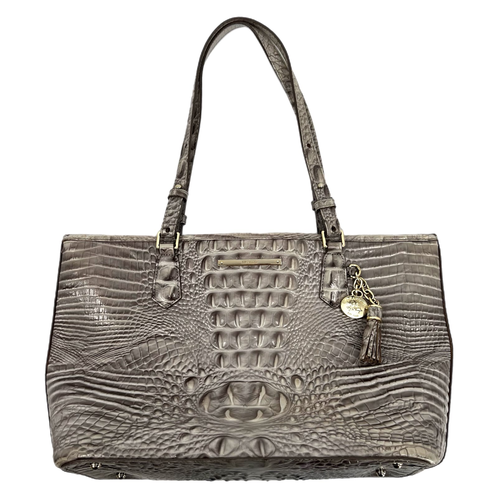 Brahmin Gray Croc Embossed Tote