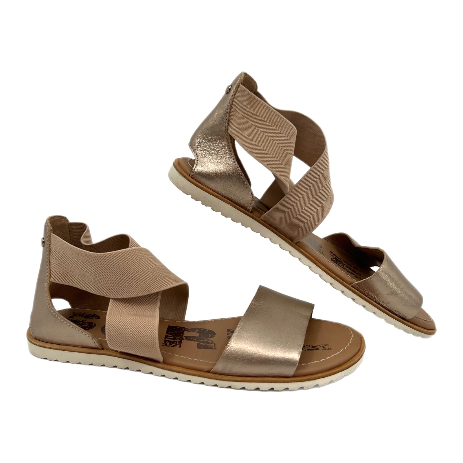 Sorel Gold Tan Leather Strappy Sandals