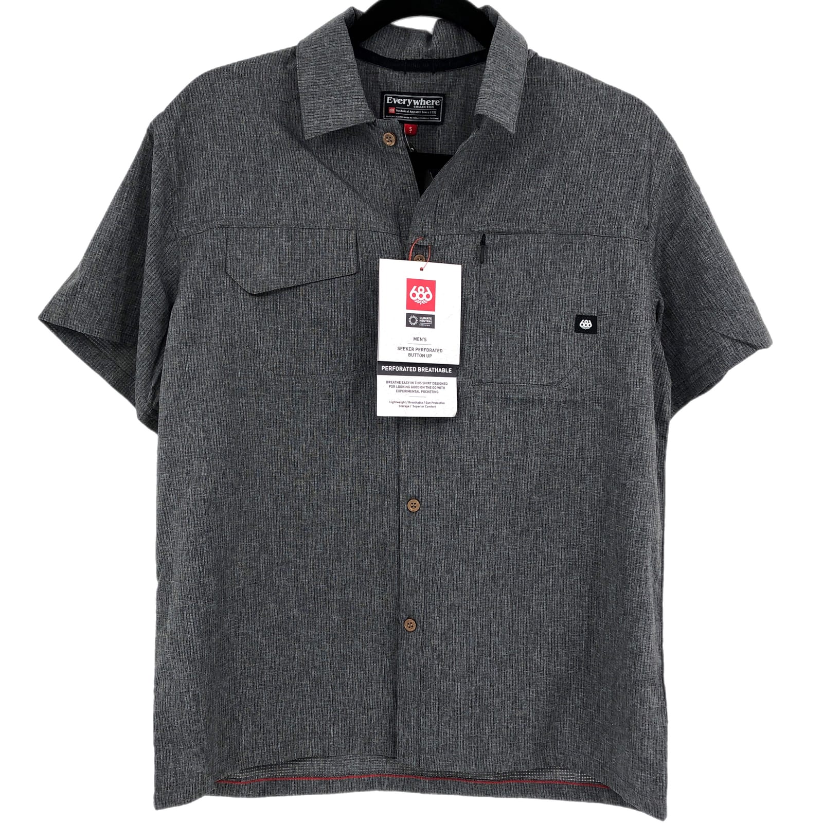 Everywhere Gray Seeker Perforated Button Down