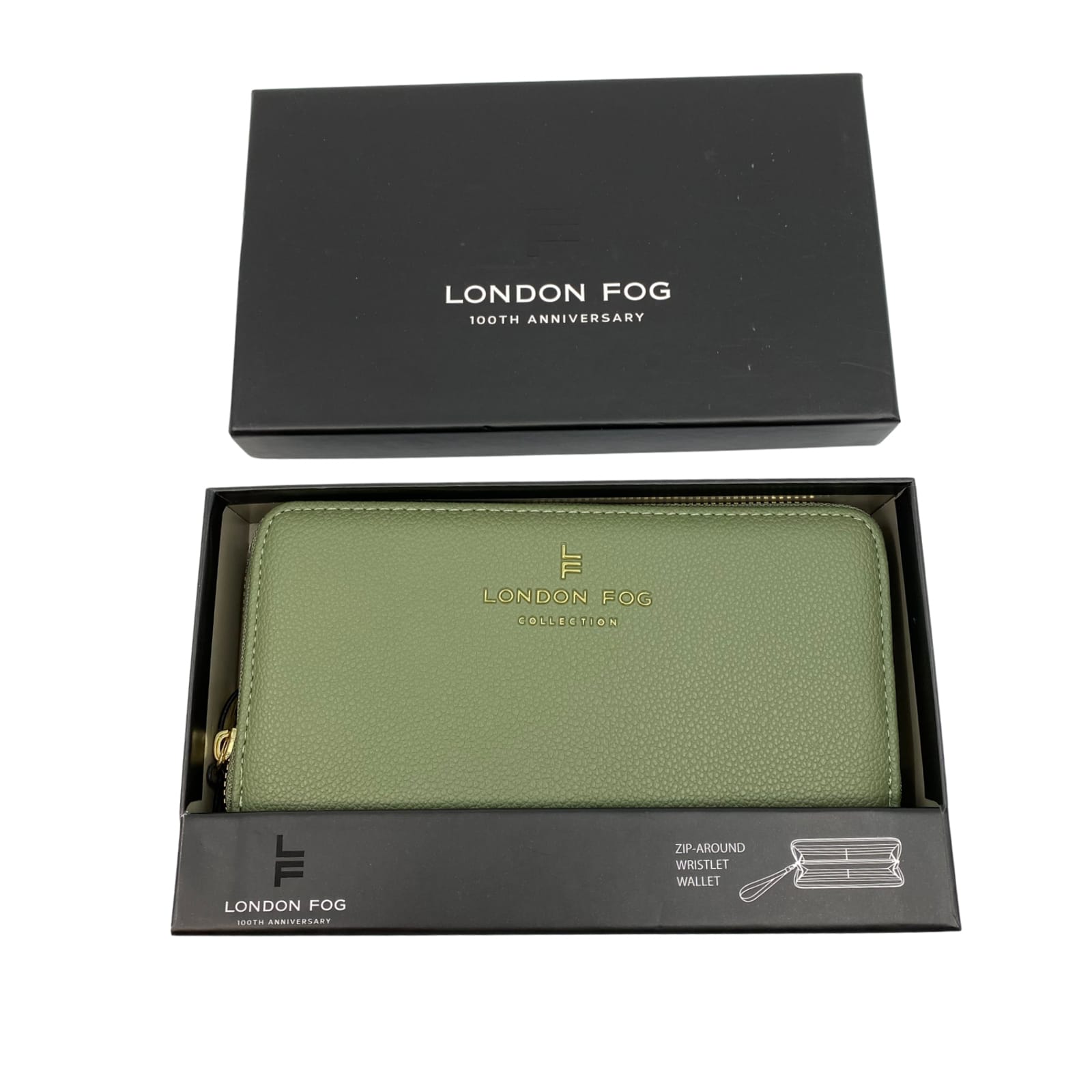 London Fog Green Synthetic Zip Wallet