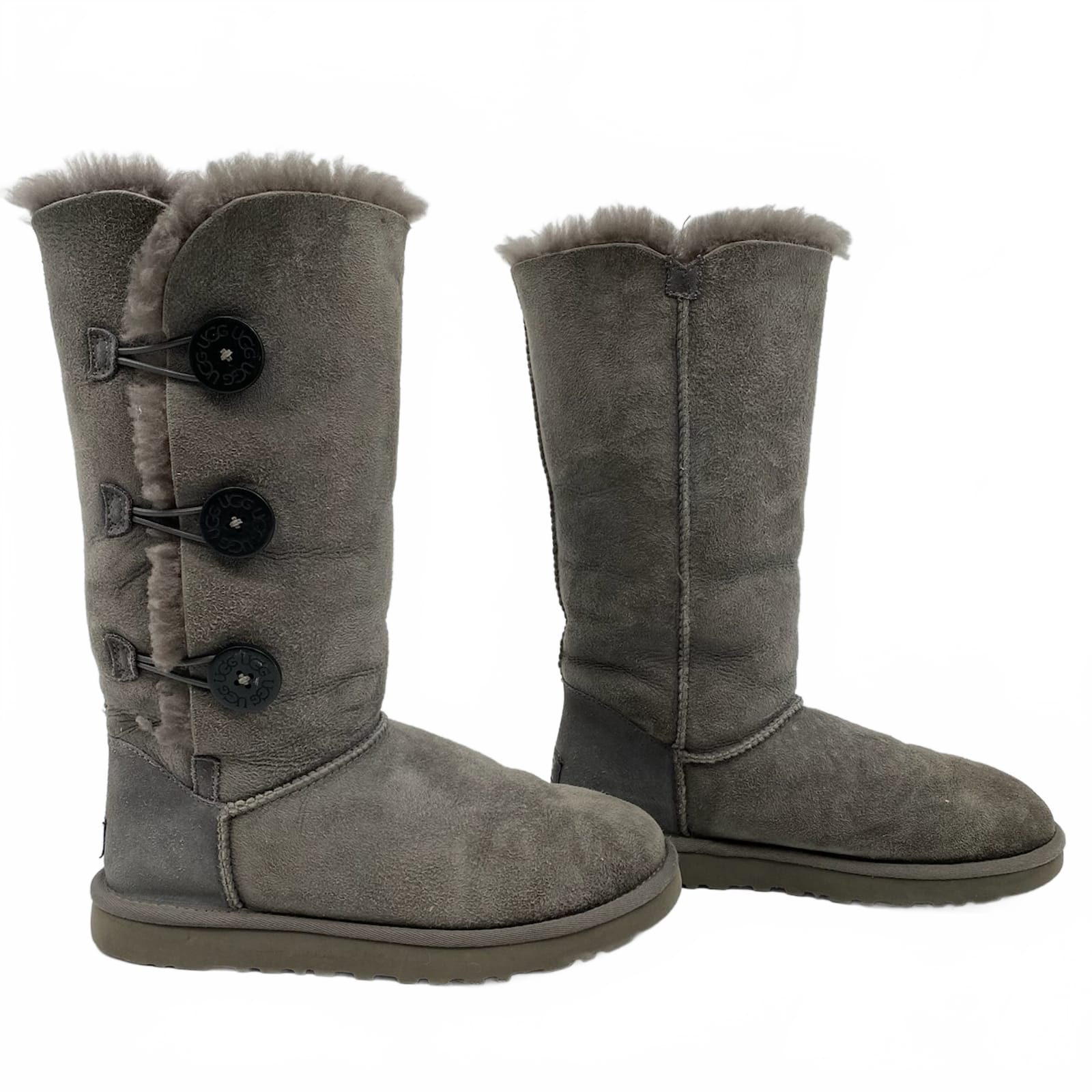 UGG Gray Suede Bailey Button Booties