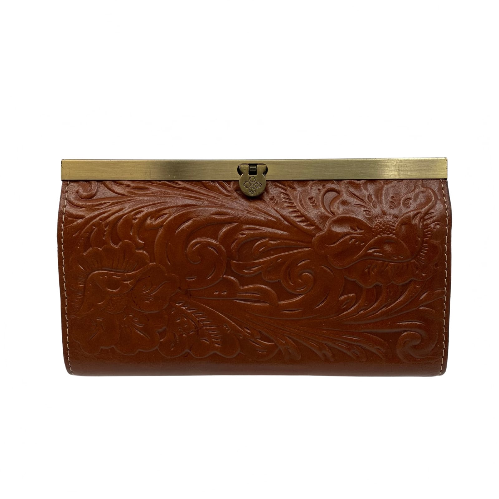 Patricia Nash Brown Floral Leather Clutch Wallet