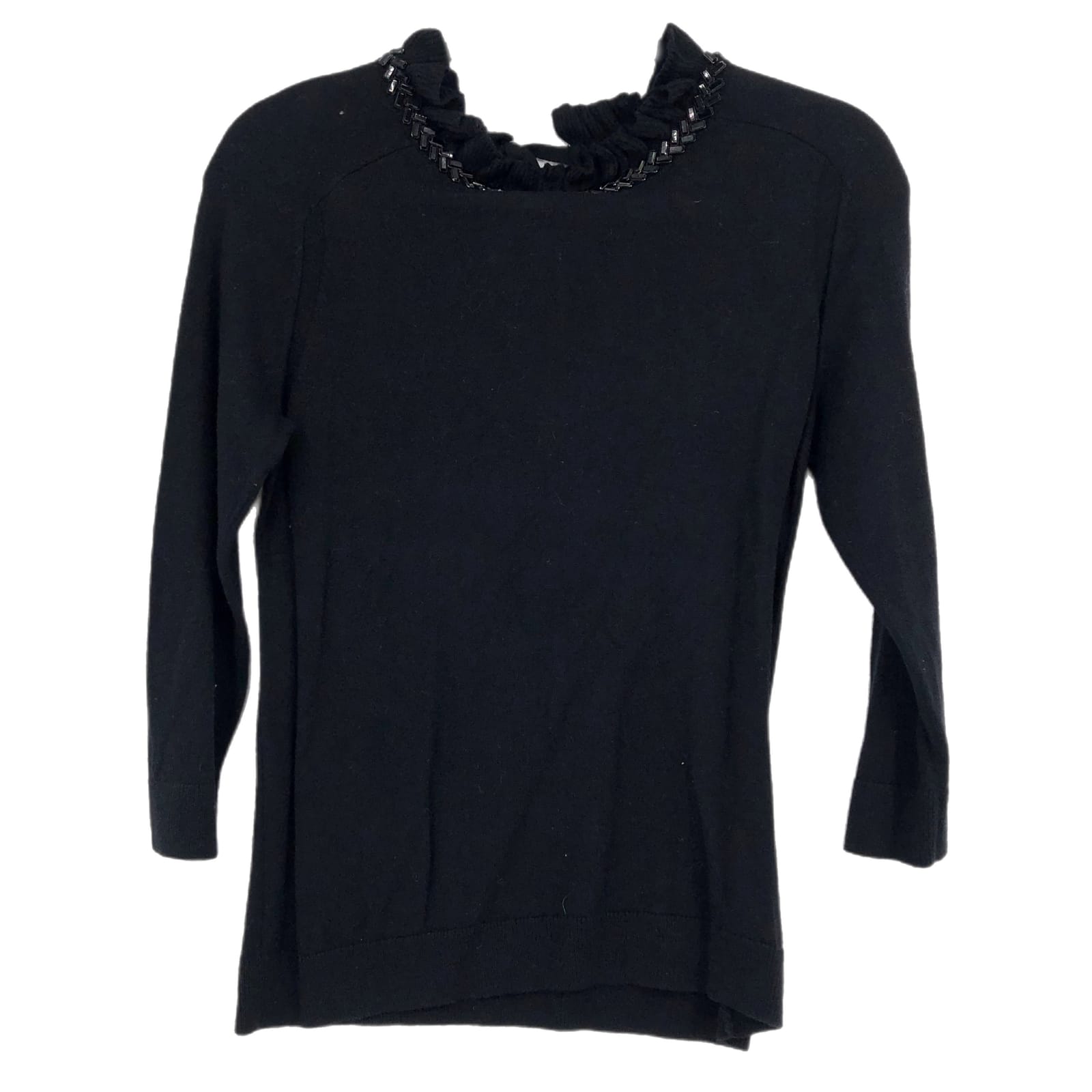 Talbots Black Jeweled Collar Sweater