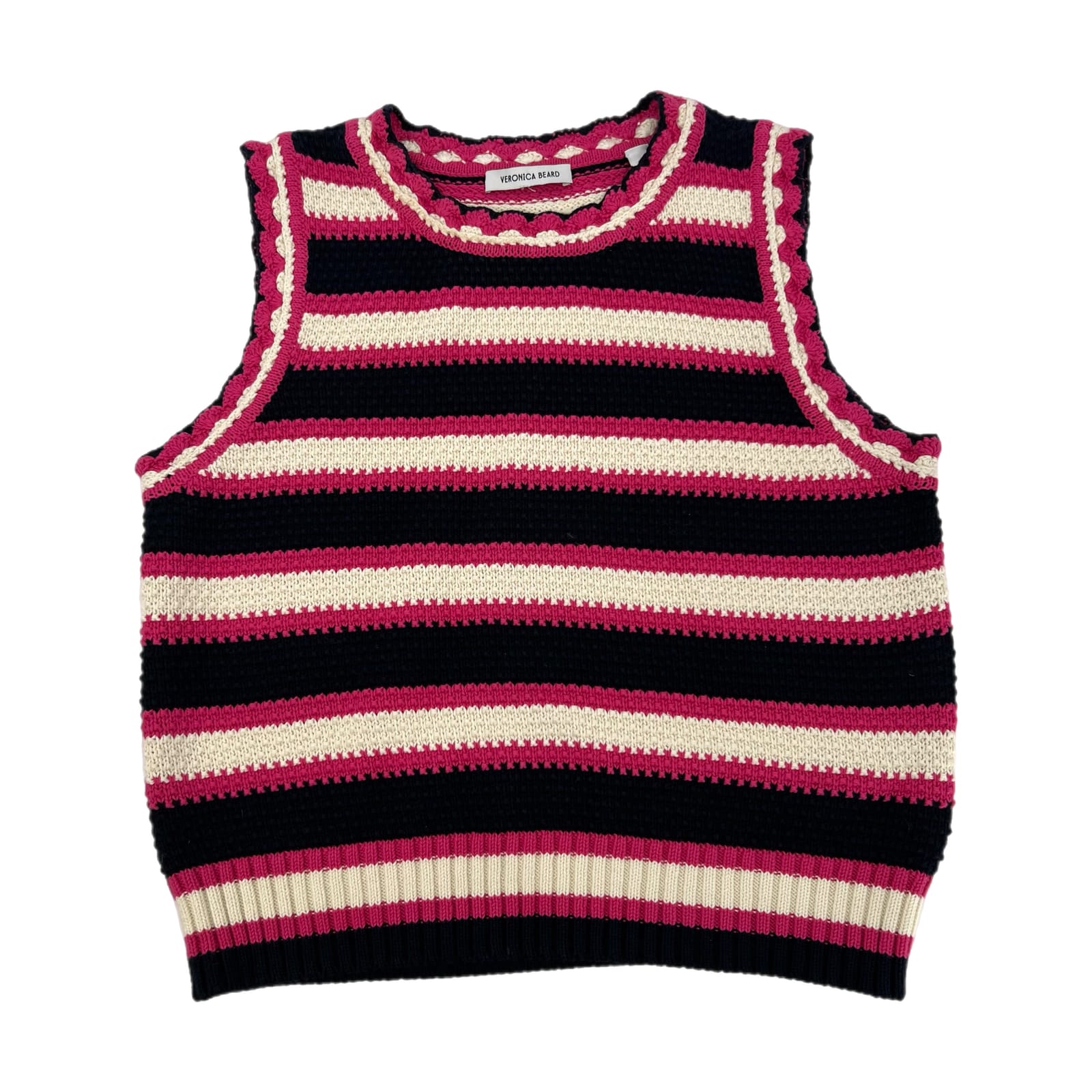 Veronica Beard Pink Blue Striped Knit Tank Top