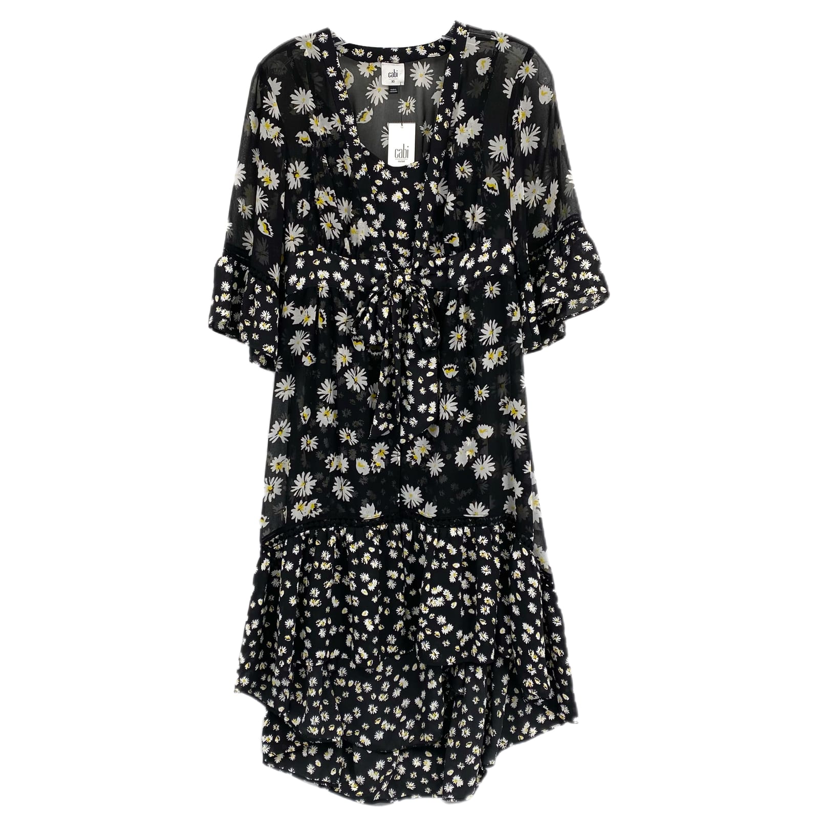 CAbi Black Daisy Duet Floral Mini Dress