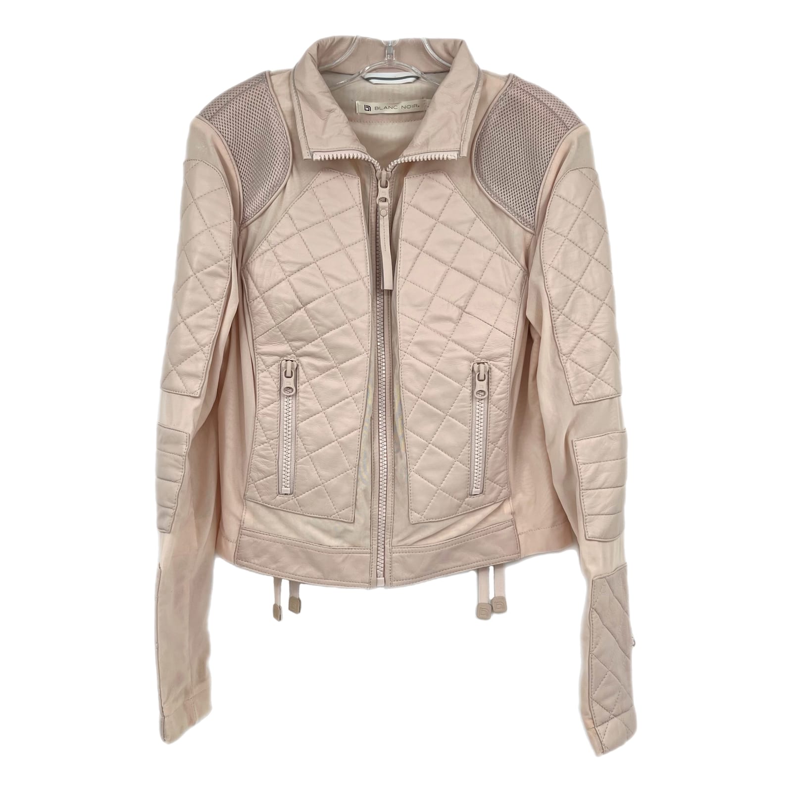 Blanc Noir Pink Zip-Up Leather Jacket