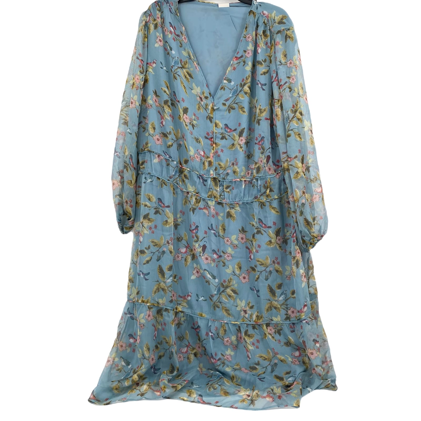 Pleione Blue Floral V-Neck Sundress