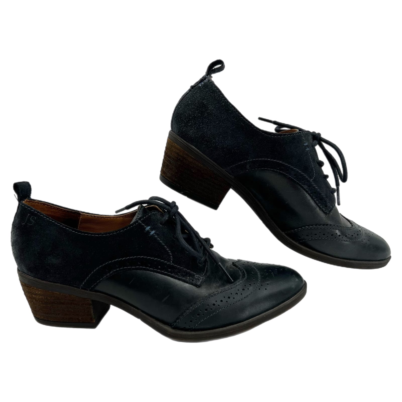 Josef Seibel Blue Leather Oxford Heels