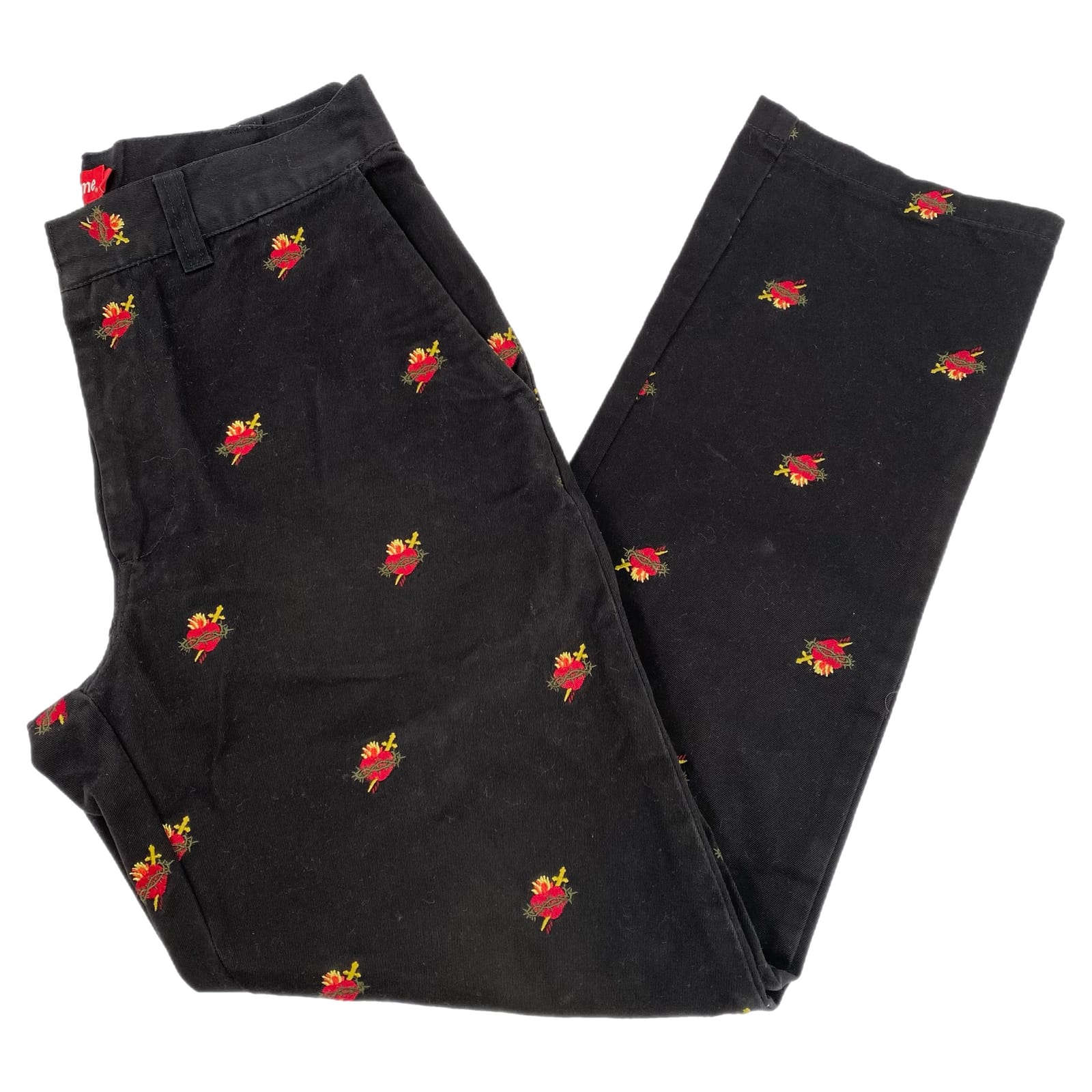 Supreme Black Red Burning Heart Chino Pants