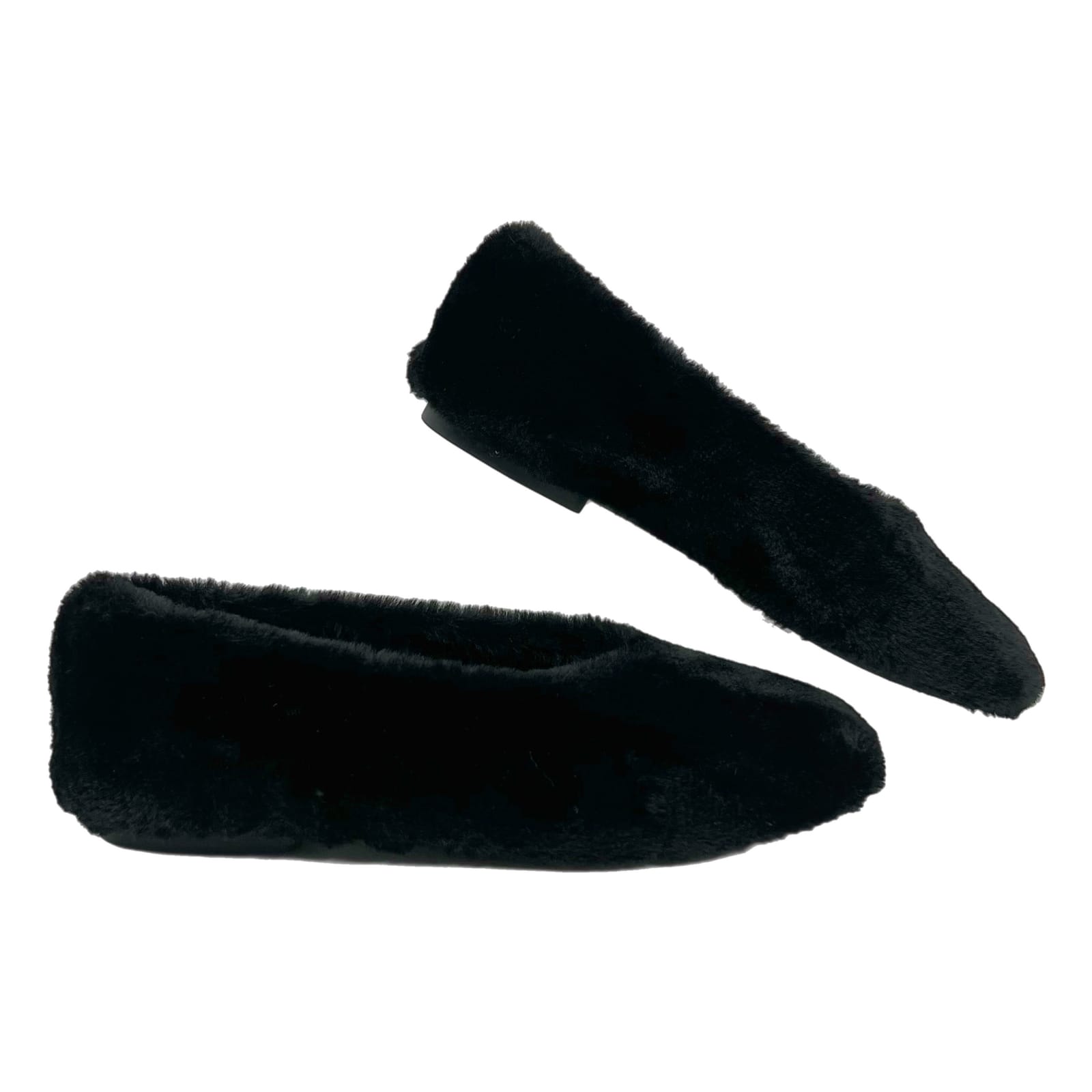 Vivaia Black Fuzzy Square Toe Slippers