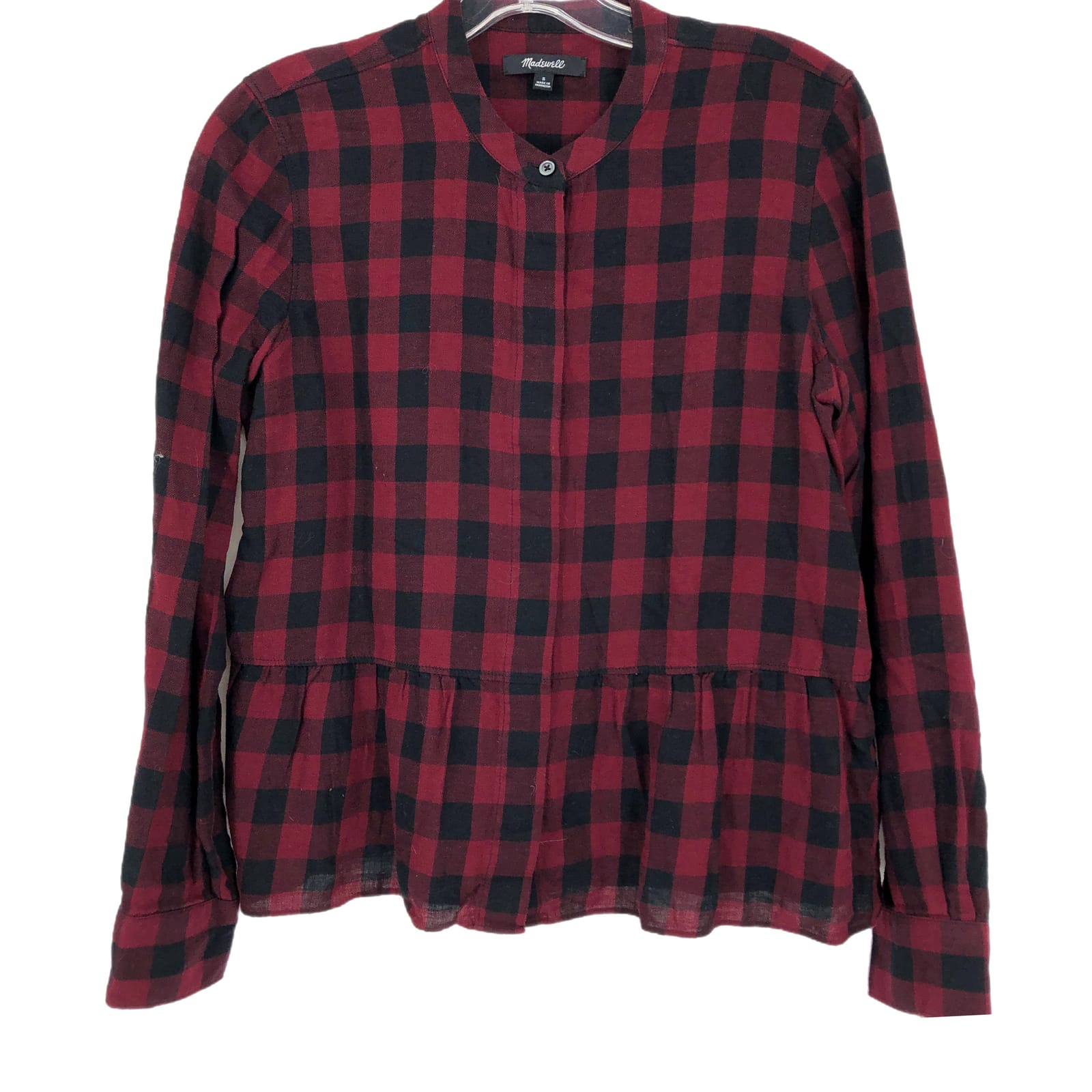 Madewell Red and Black Plaid Button-Up Shirt