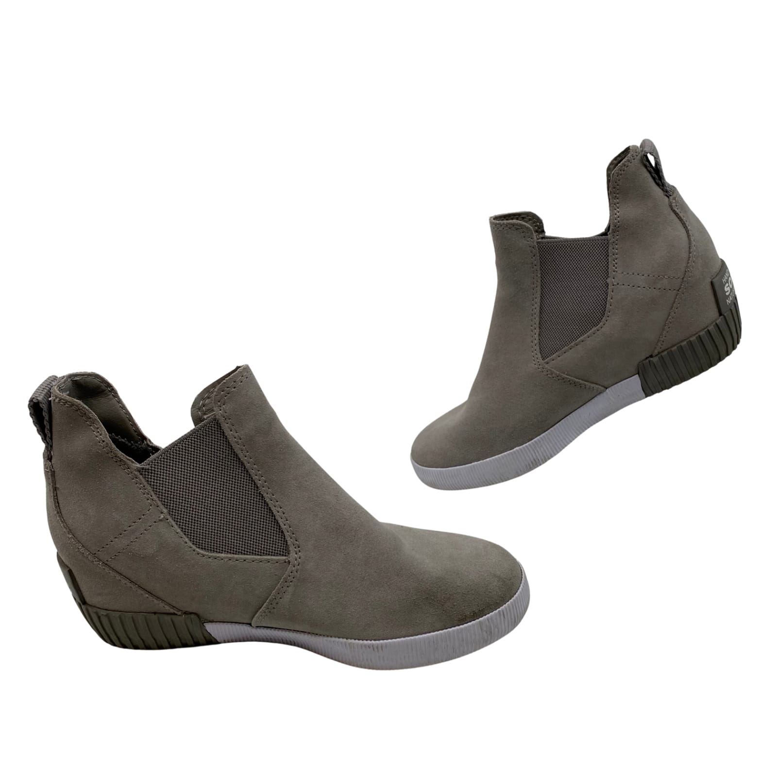 Sorel Gray Synthetic Mid Heel Ankle Boots