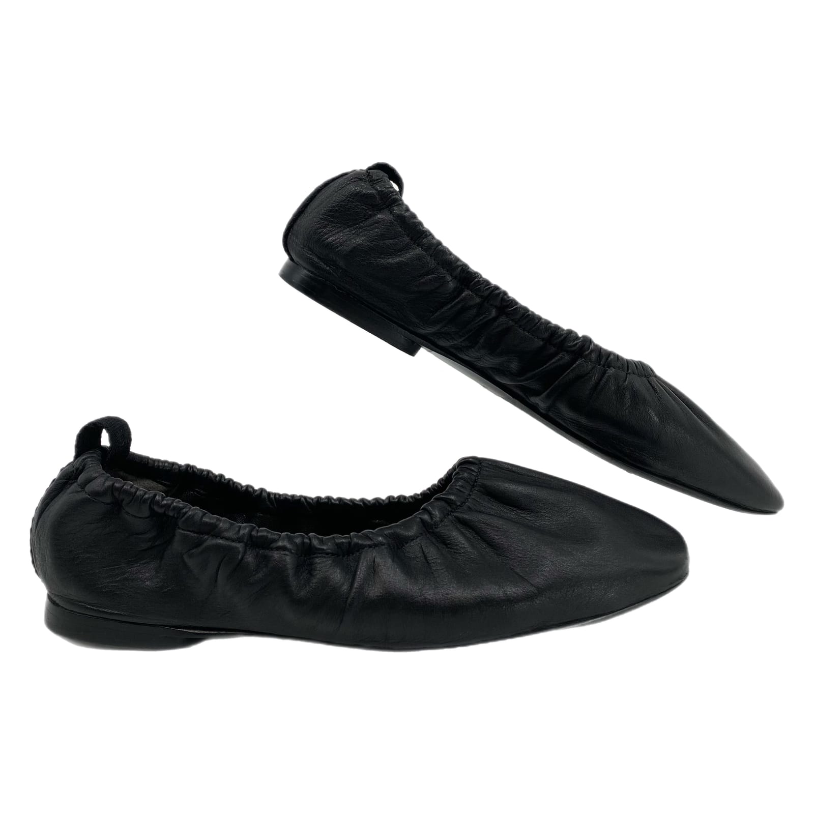 rag & bone Black Leather Square Toe Flats
