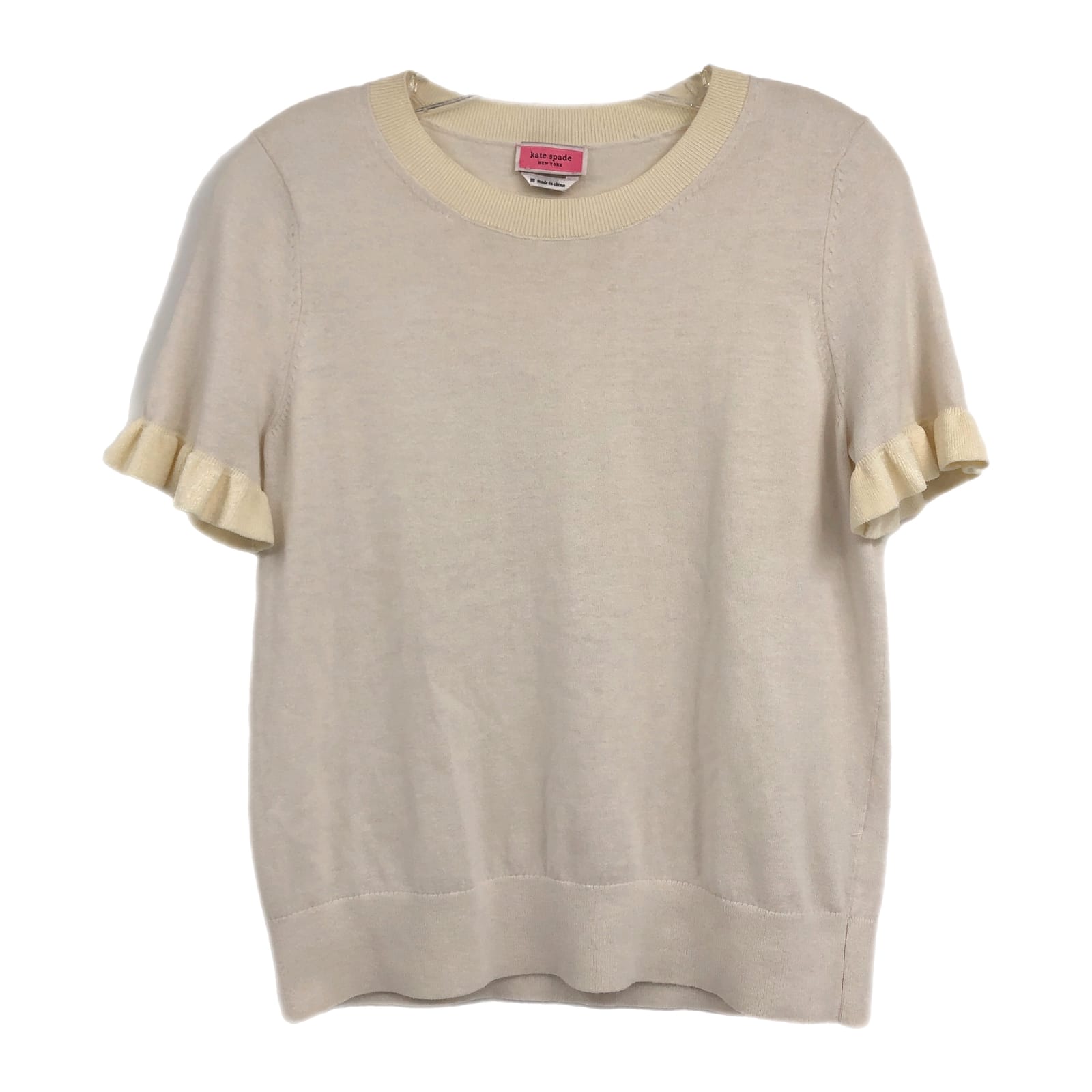 Kate Spade Cream Ruffle Short Sleeve Sweater